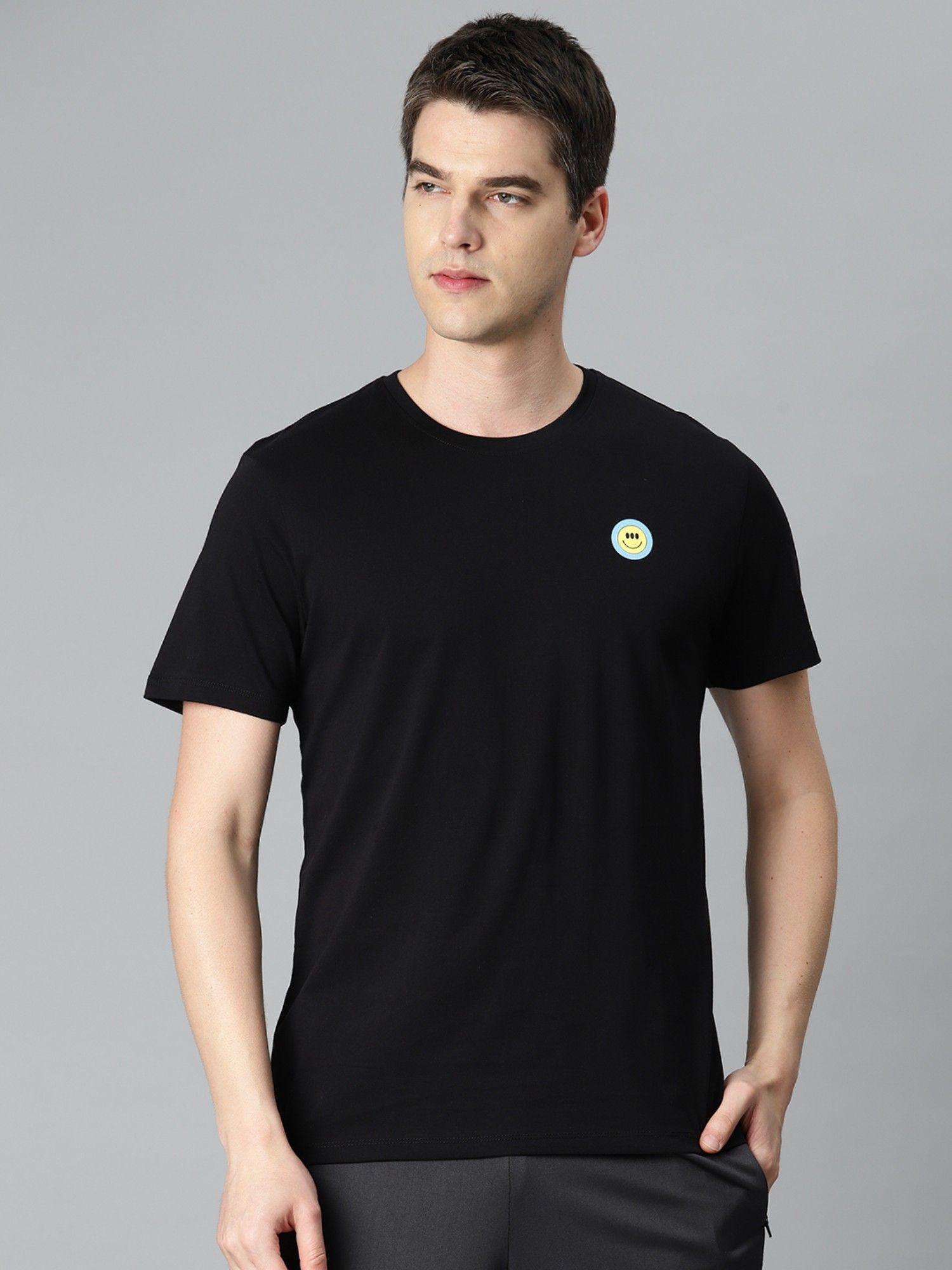 Men Black Solid Sports T-Shirt