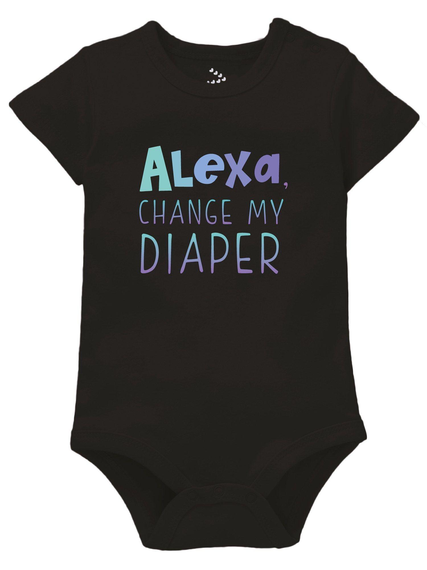 Alexa Change Diaper Baby Onesie Bodysuit New Born Black
