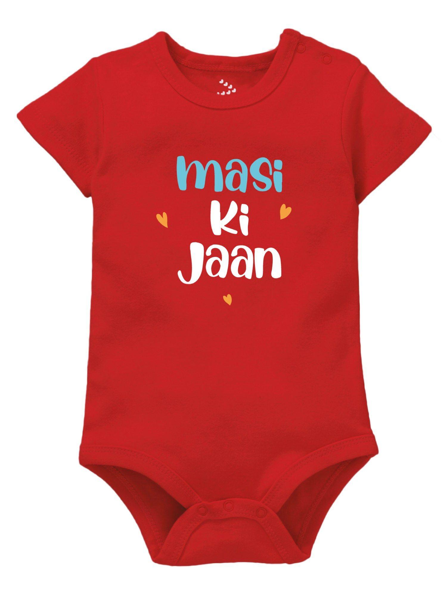 Half Sleeves Maasi Ki Baby Jaan Printed Bodysuit Onesie Red