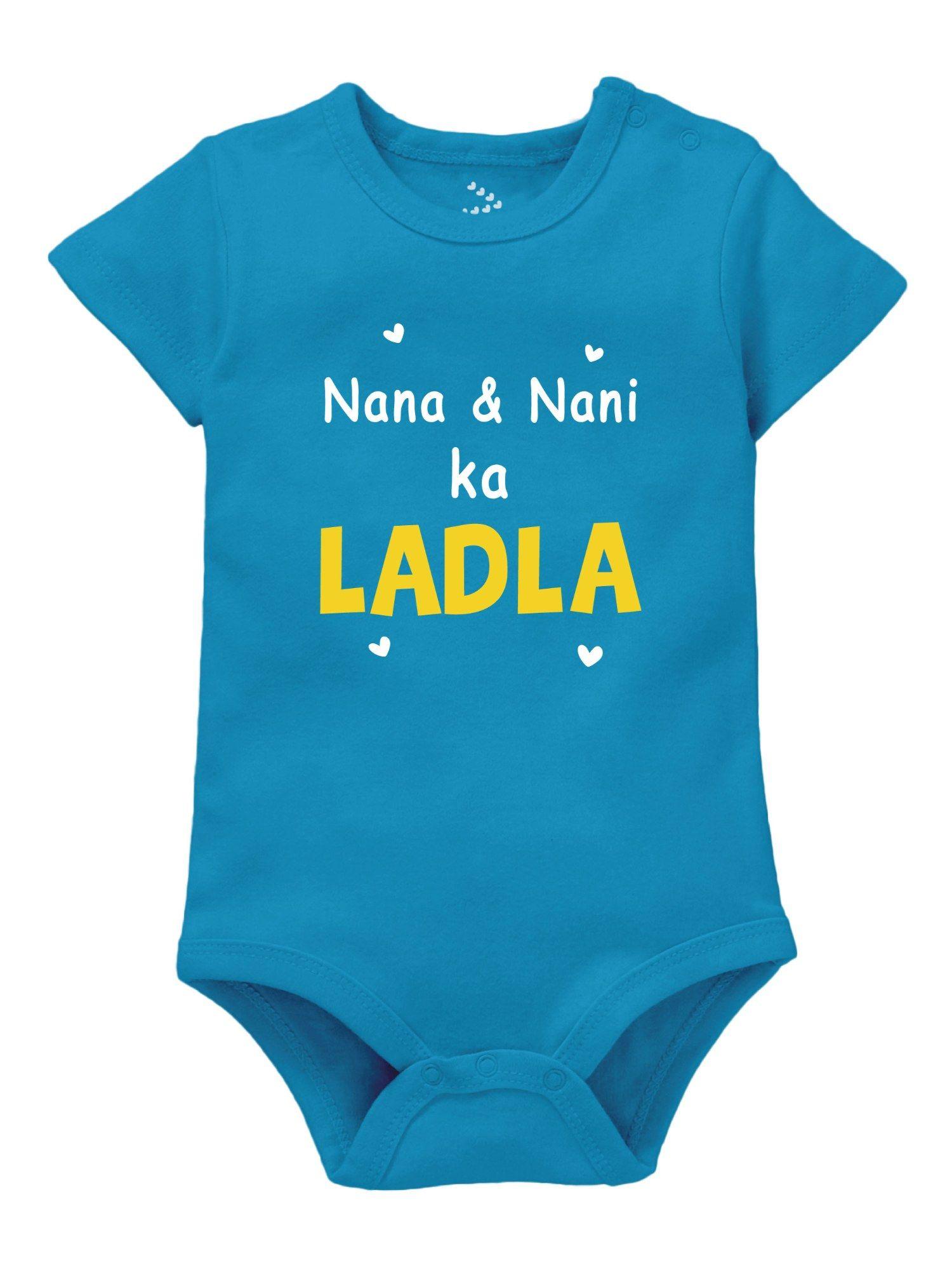 Half Sleeves Family Theme Nana & Nanis Ladla Bodysuit Onesie Blue