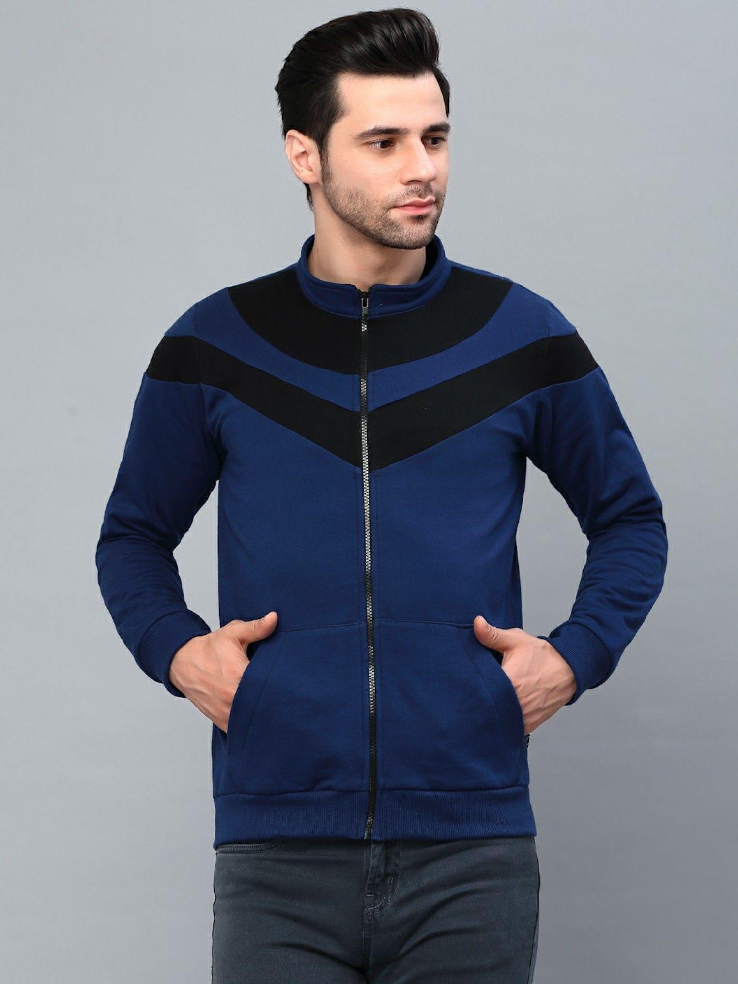 men-ink-blue-color-blocked-high-neck-fleece-jacket