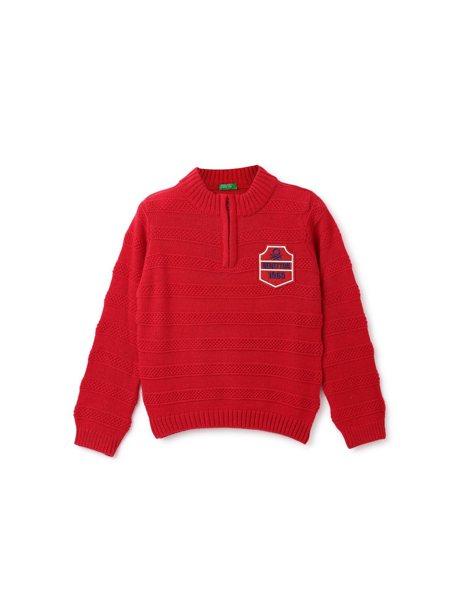 boys-red-self-design-high-neck-sweater