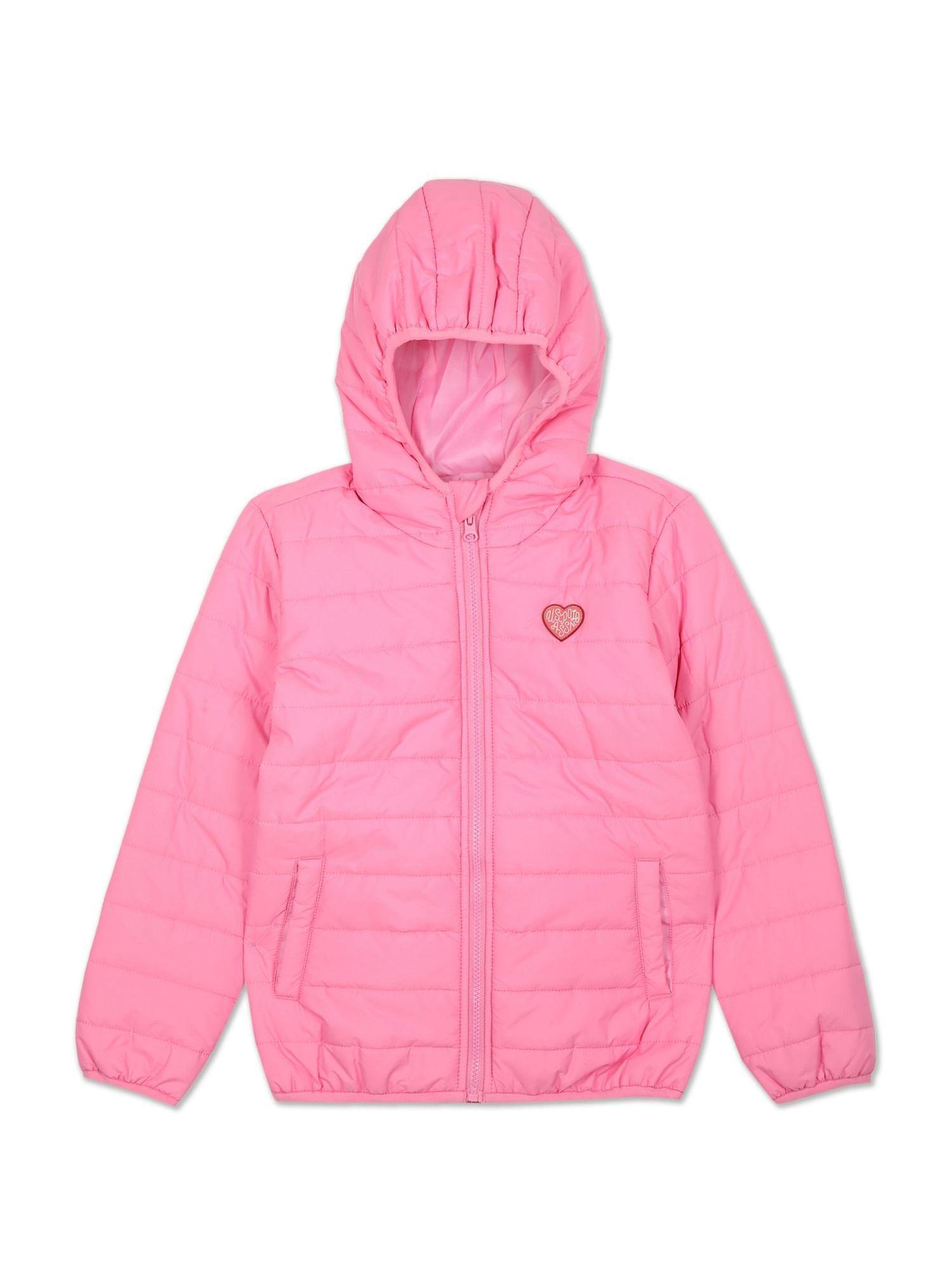Girls Bubblegum Pink Hooded Puffer Jacket