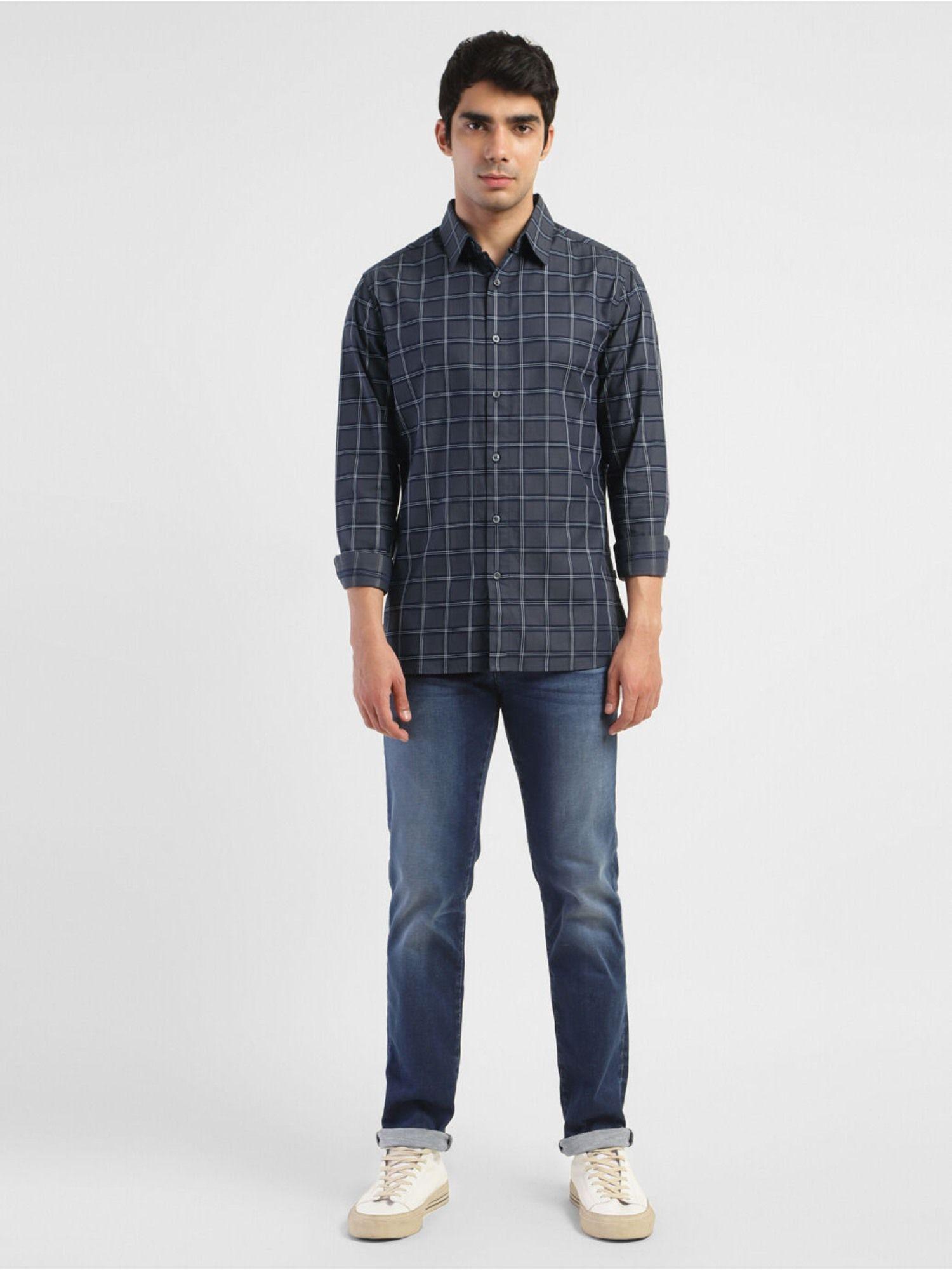 mens-checkered-spread-collar-shirt