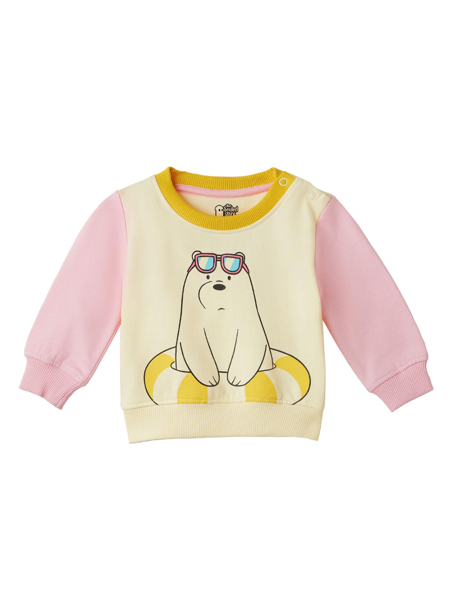 Official We Bare Bears Ice Bear Girls Cotton Sweatshirt-Multi-Color
