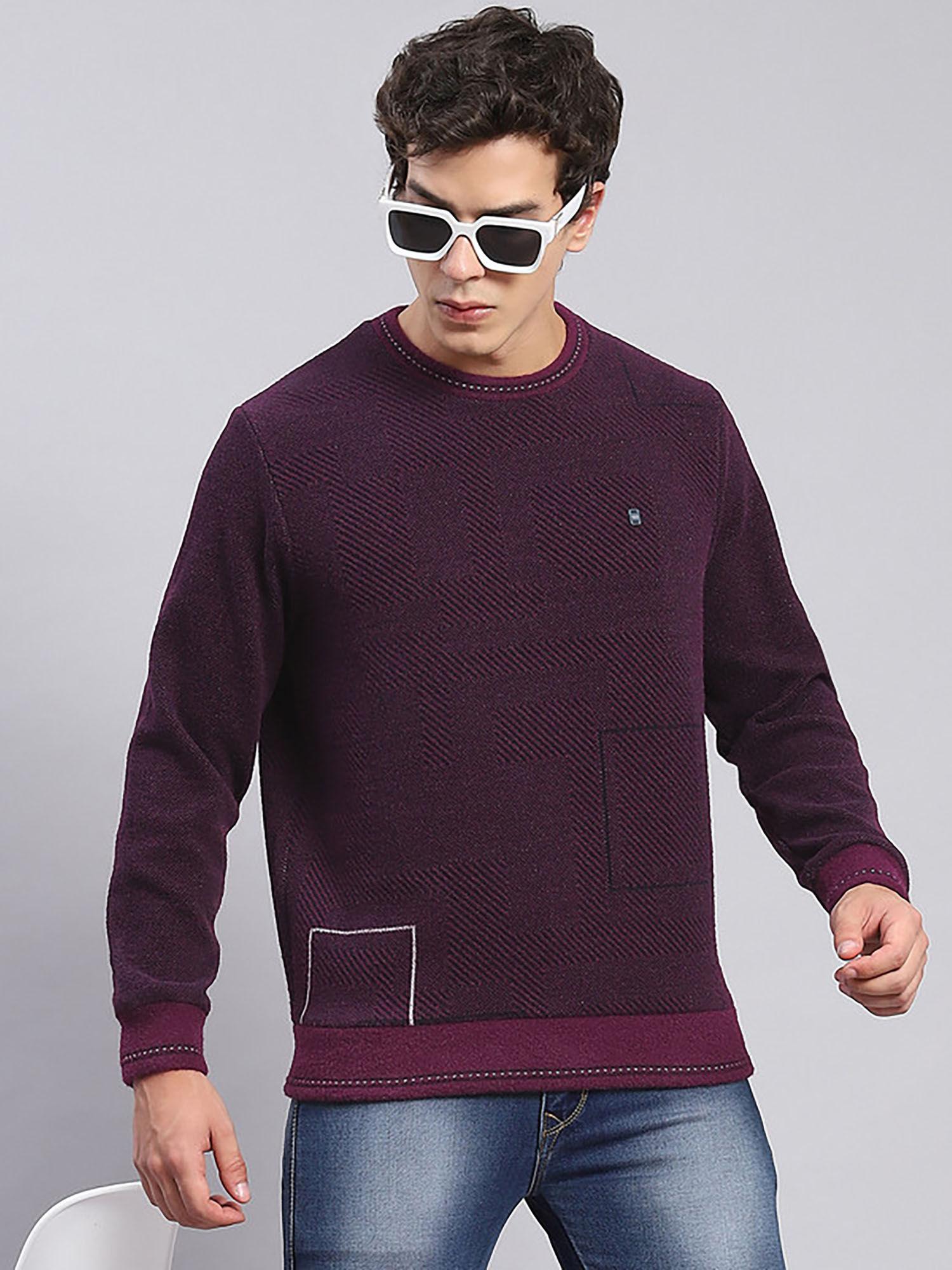 Purple Printed Round Neck Sweatshirt