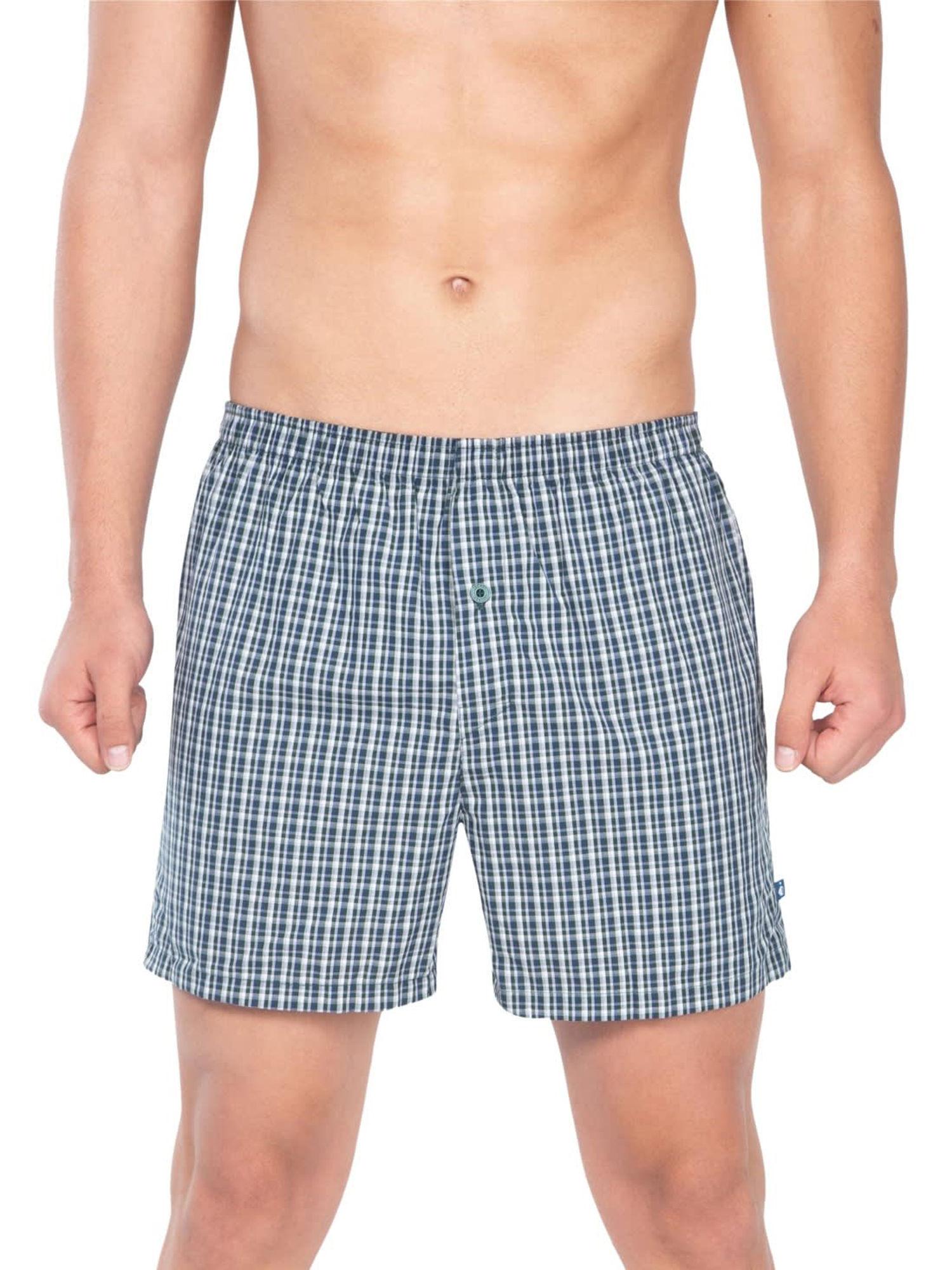Bottle Green & Check11 Boxer Shorts Pack of 2