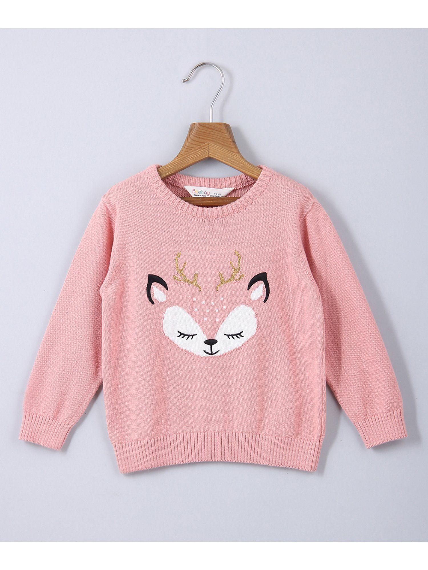 girls-reindeer-motif-sweater