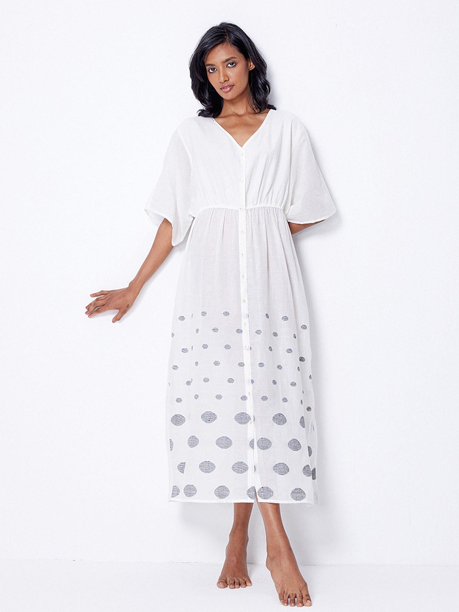 White Printed Midi Dress