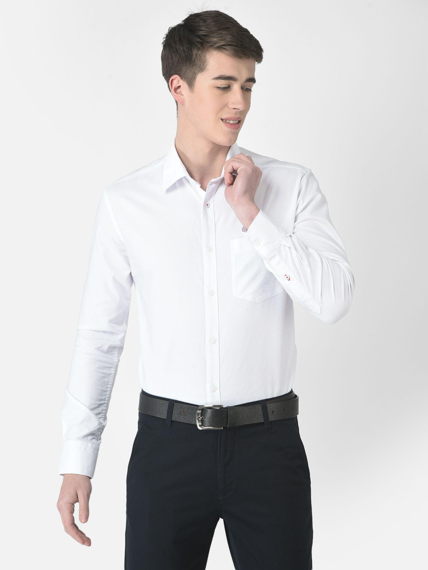 Men Plain White Formal Shirt