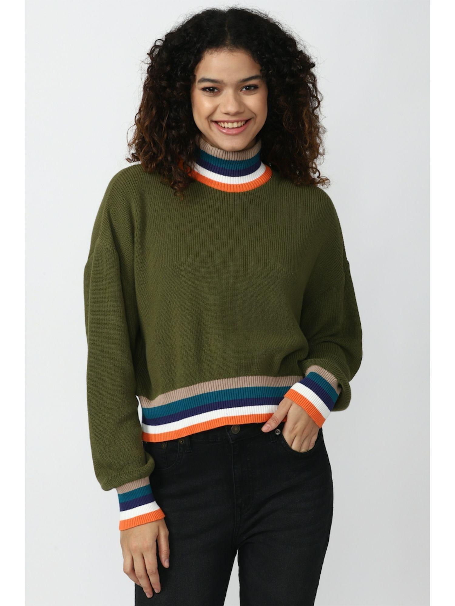 Colorblock Green Sweater