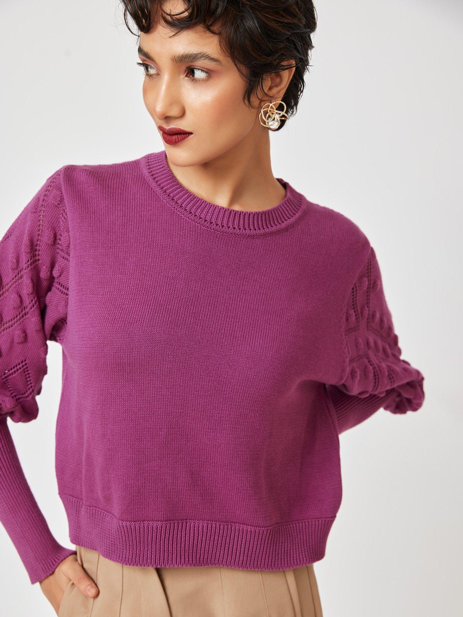 berry-balloon-sleeve-sweater