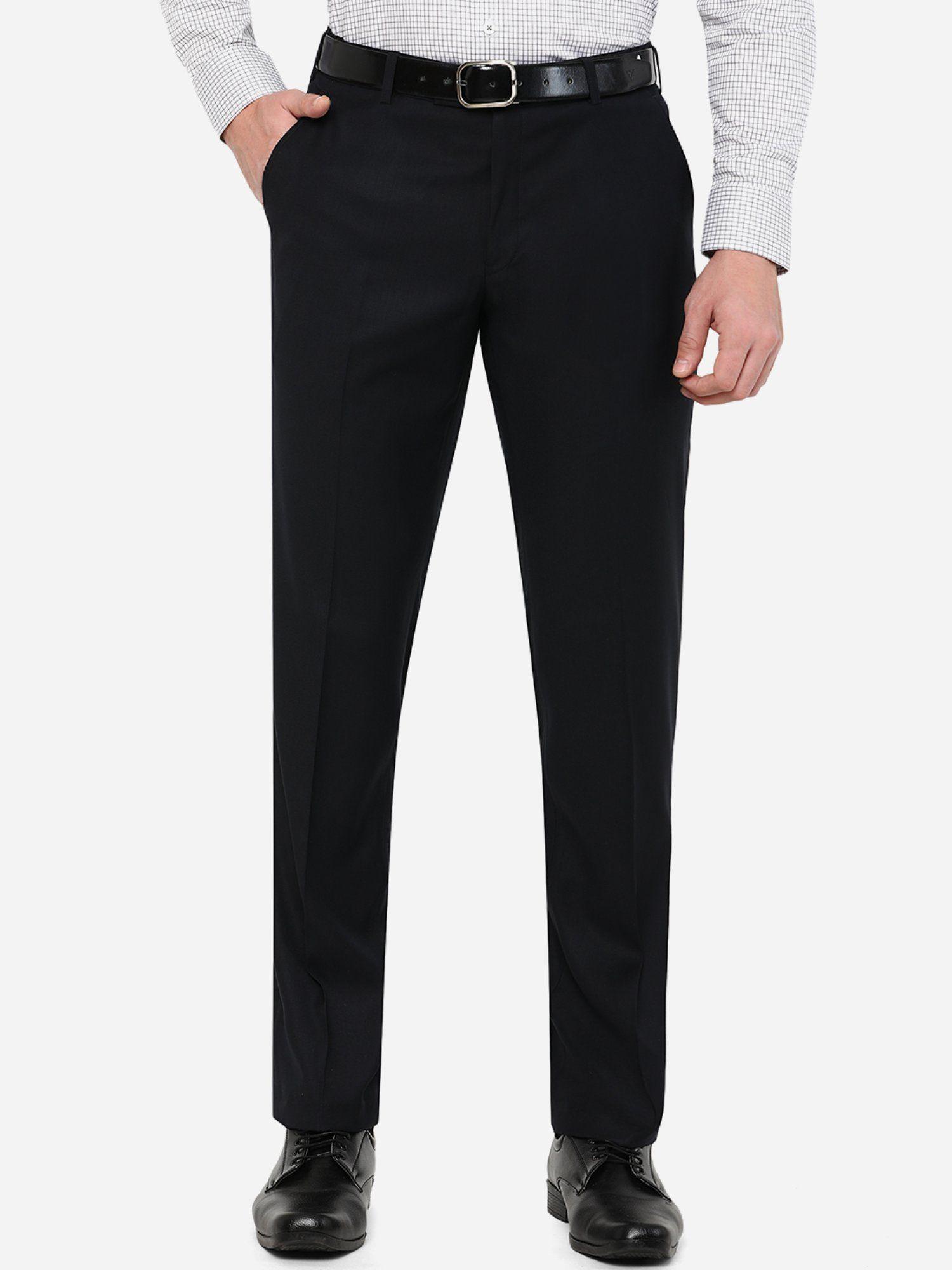 mens-dark-blue-terry-wool-classic-fit-solid-formal-trouser