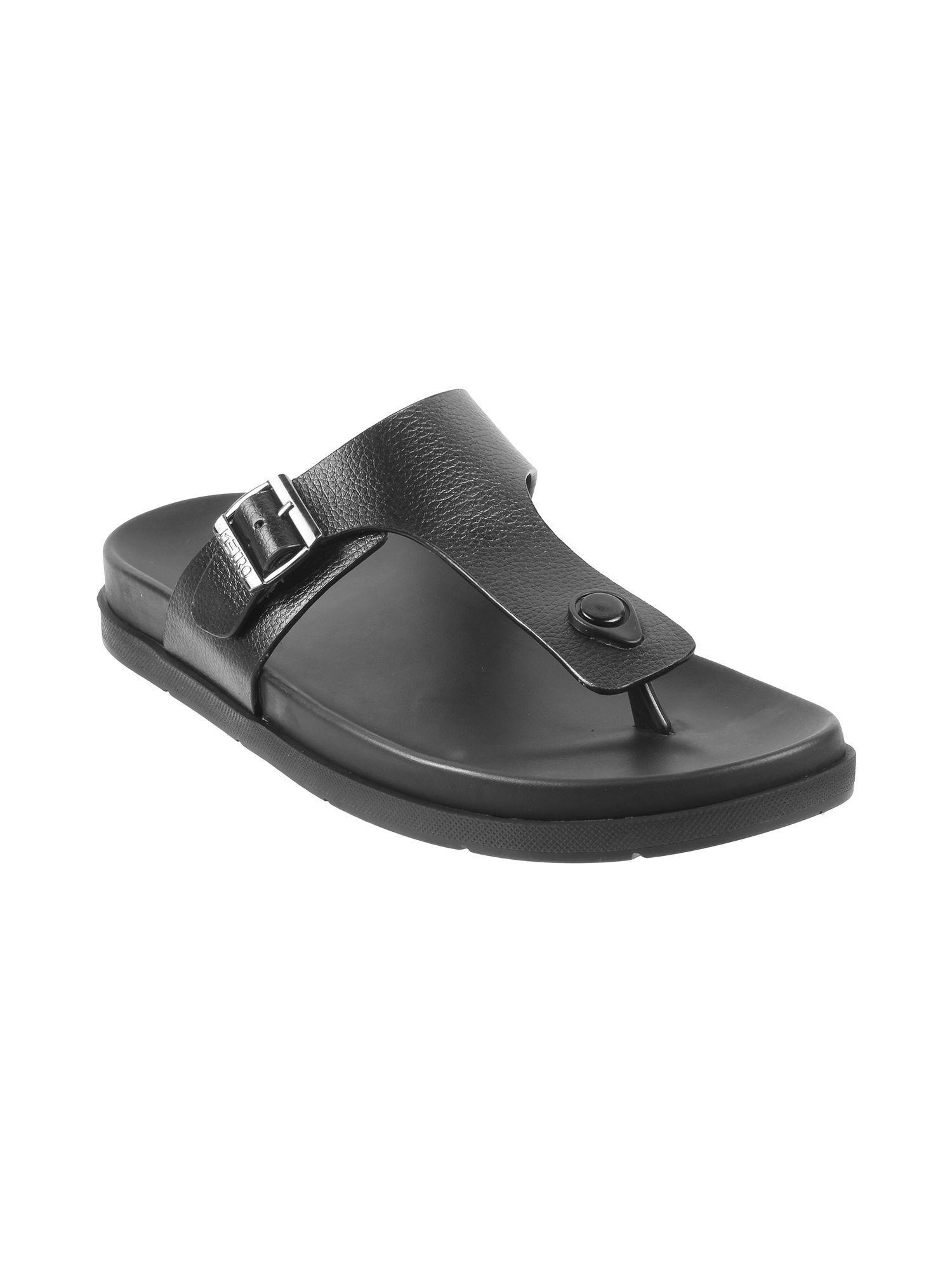Men Casual Synthetic Black Sandals