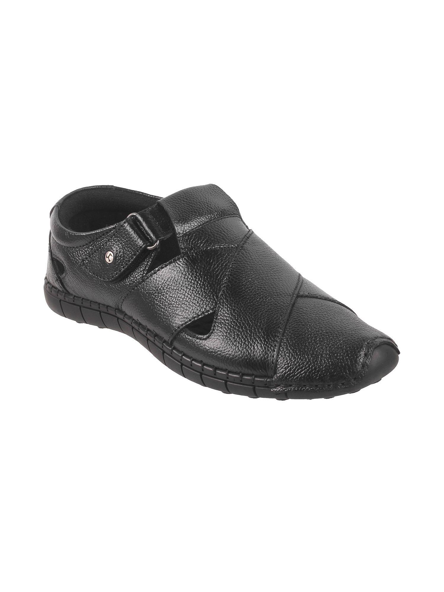 Men Casual Leather Black Sandals