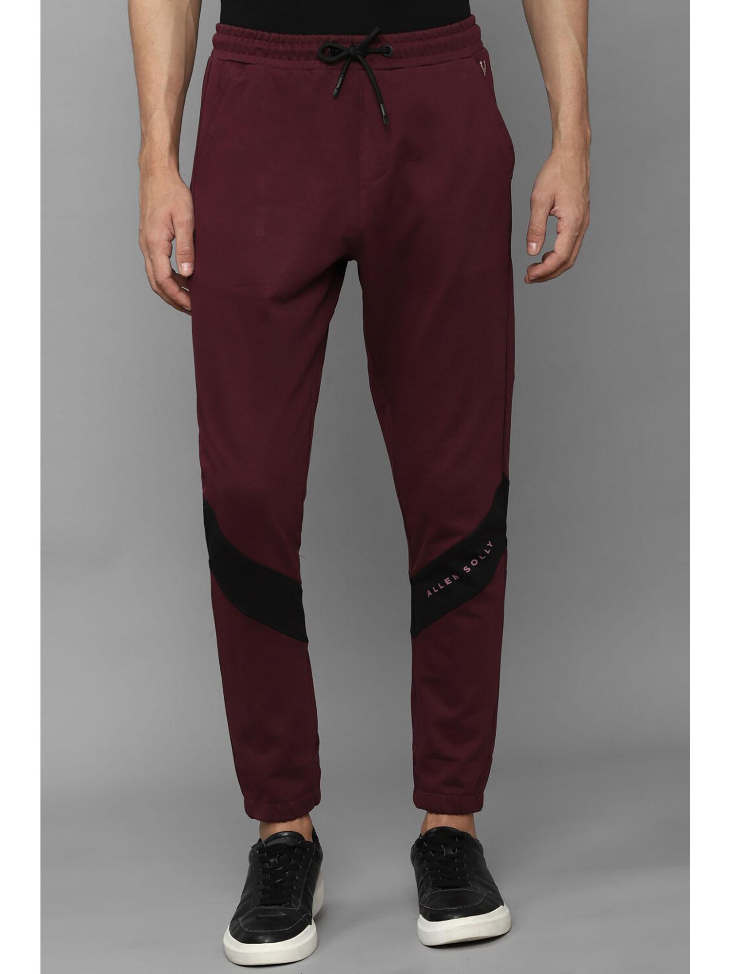 men-colorblock-regular-fit-maroon-track-pants