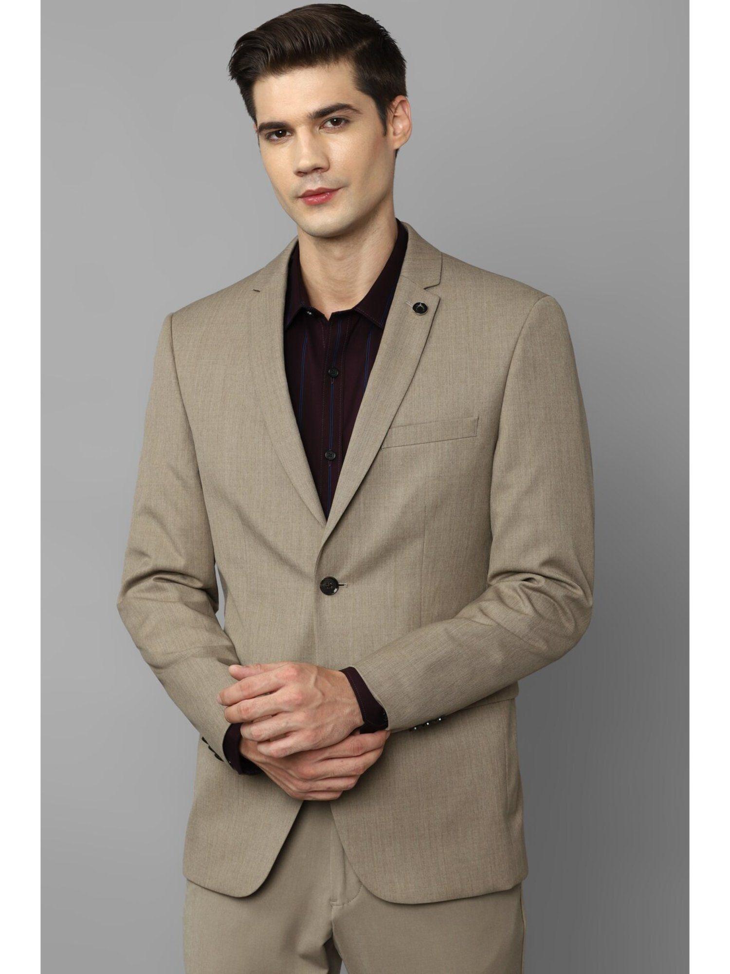 men-khaki-slim-fit-textured-formal-blazer