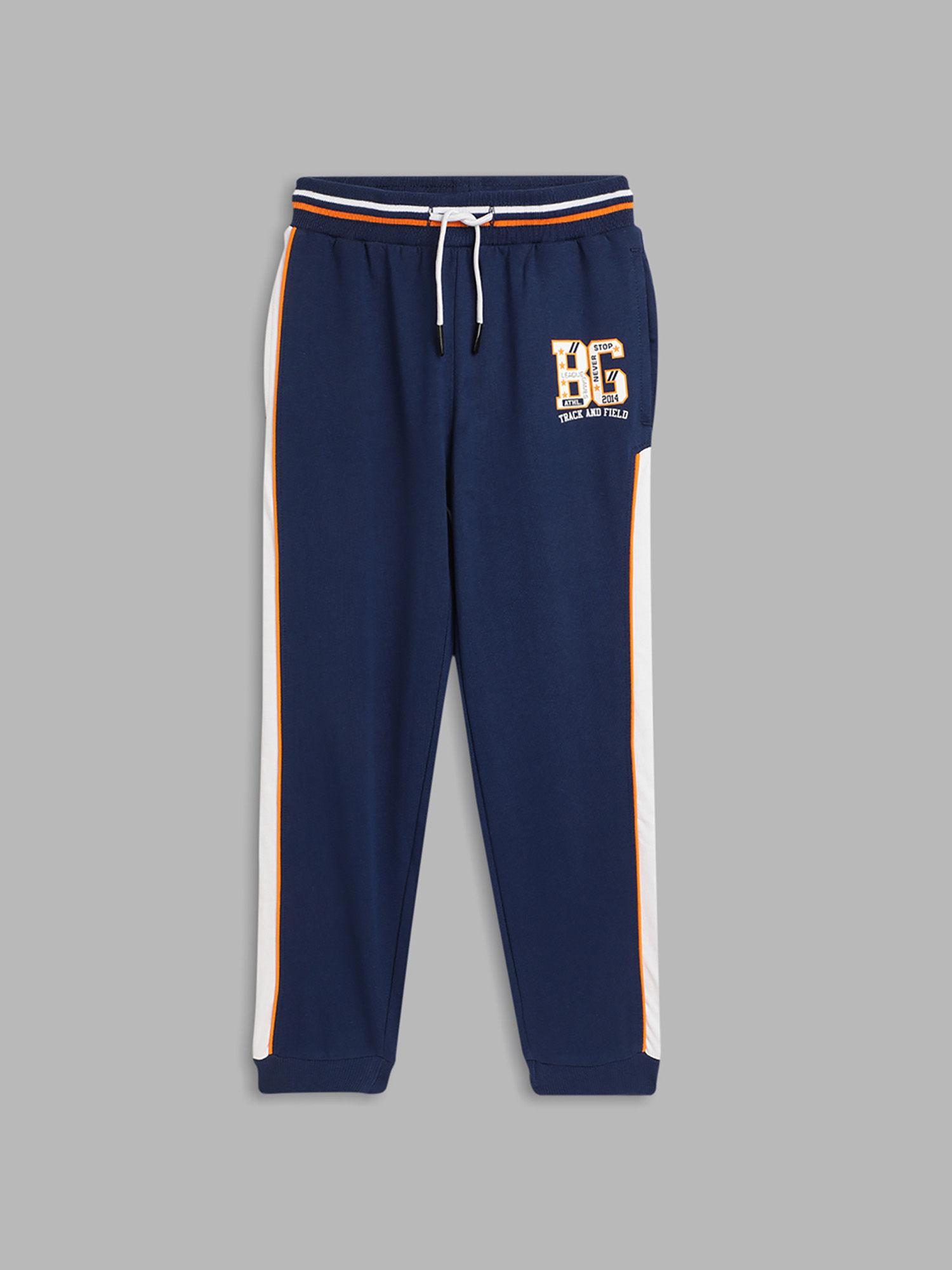 Boys Navy Solid Joggers