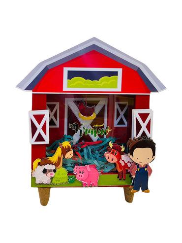Barnyard Piggy with Cowboy -Red