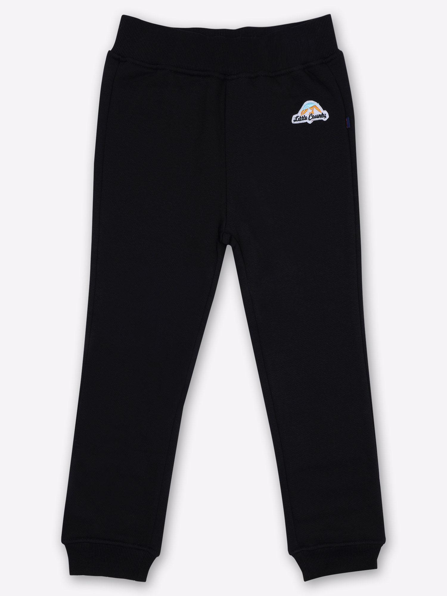 Boys Solid Joggers Track Pant - Black