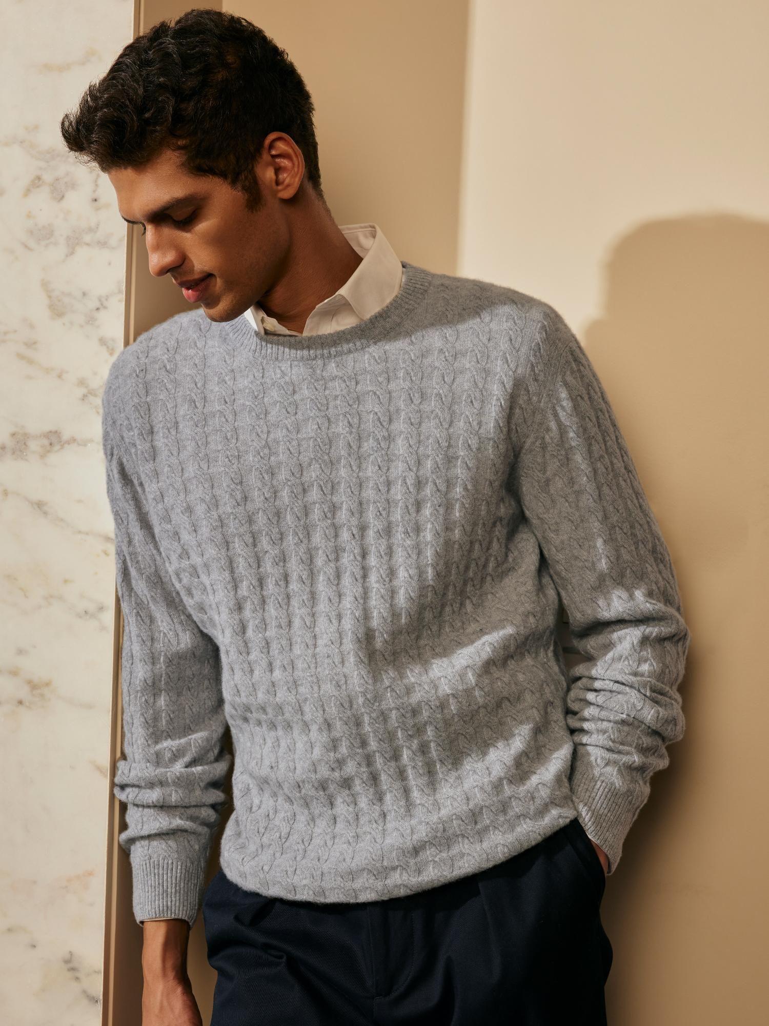 Grey Men's Full Sleeve Pullover Regular Fit Sweater