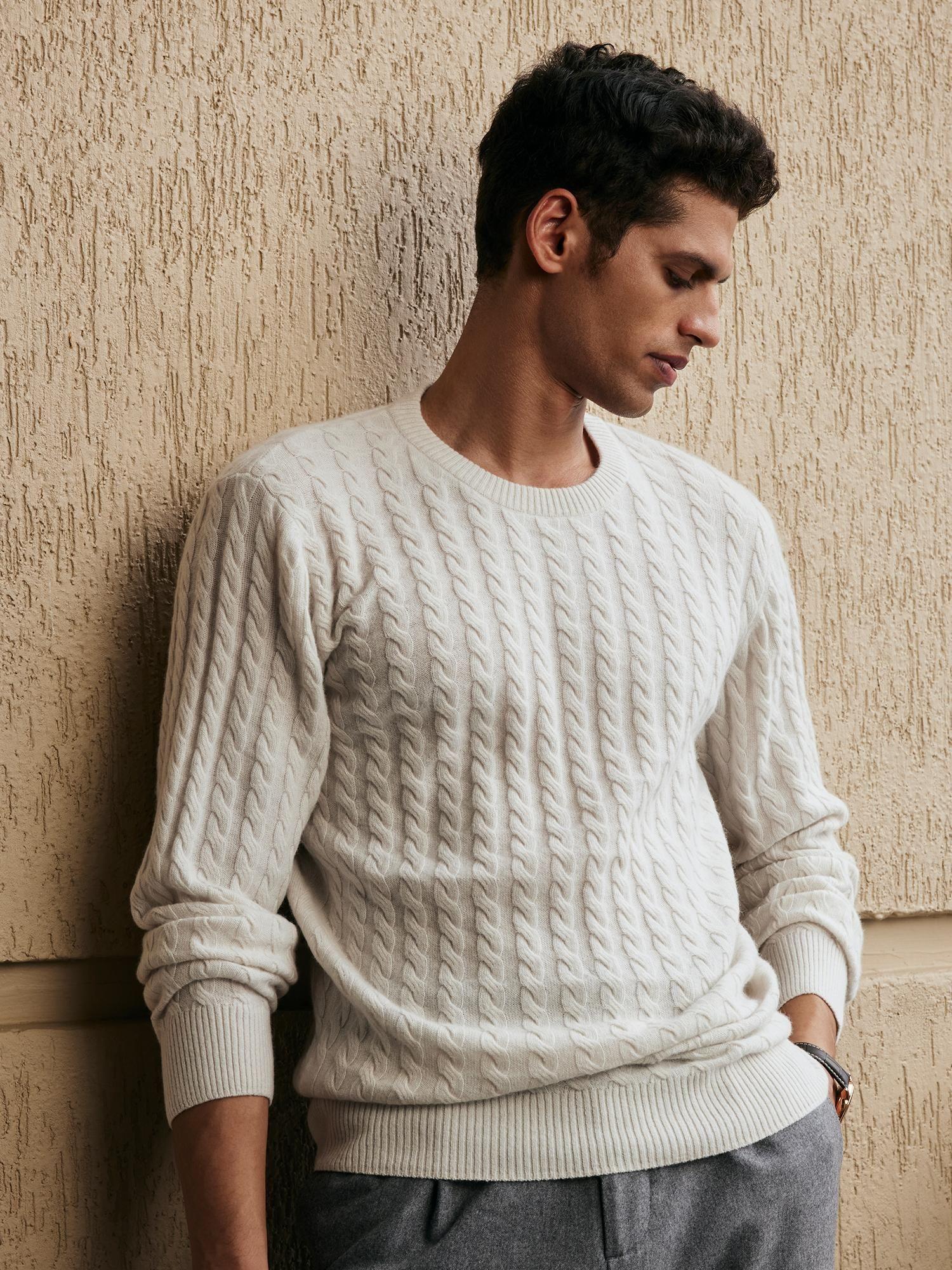 Off White Men's Full Sleeve Pullover Regular Fit Sweater