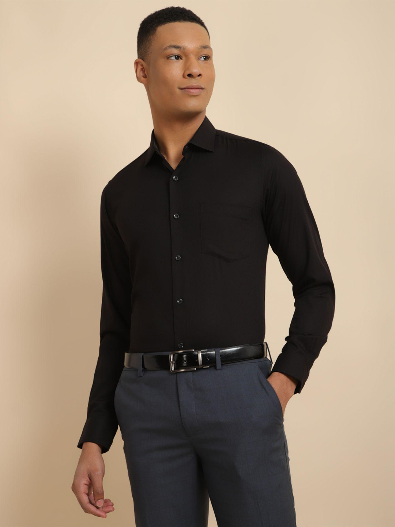 men-black-slim-fit-solid-full-sleeves-formal-shirt