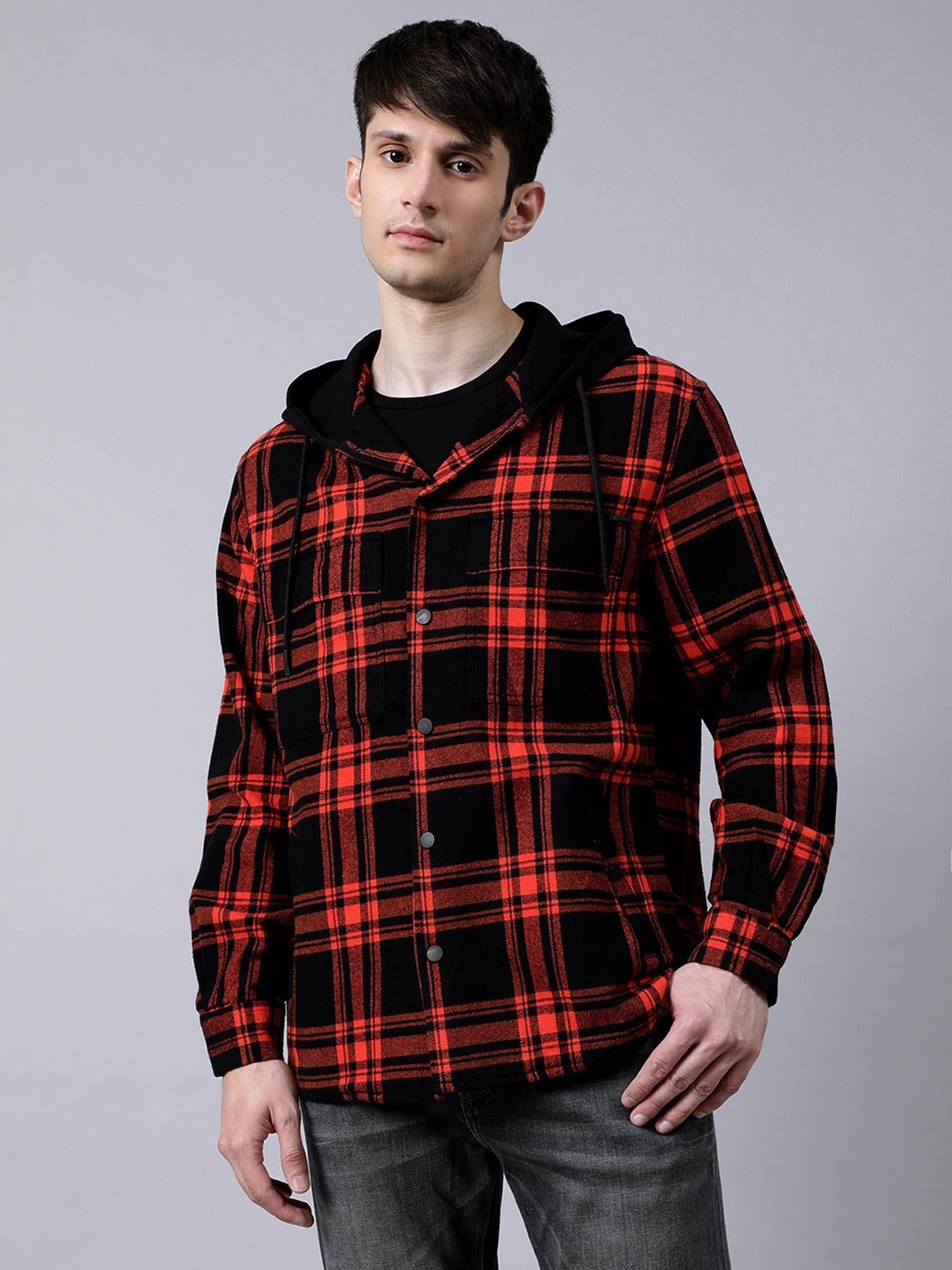 Multi-color 5053 Check Hooded Shirts