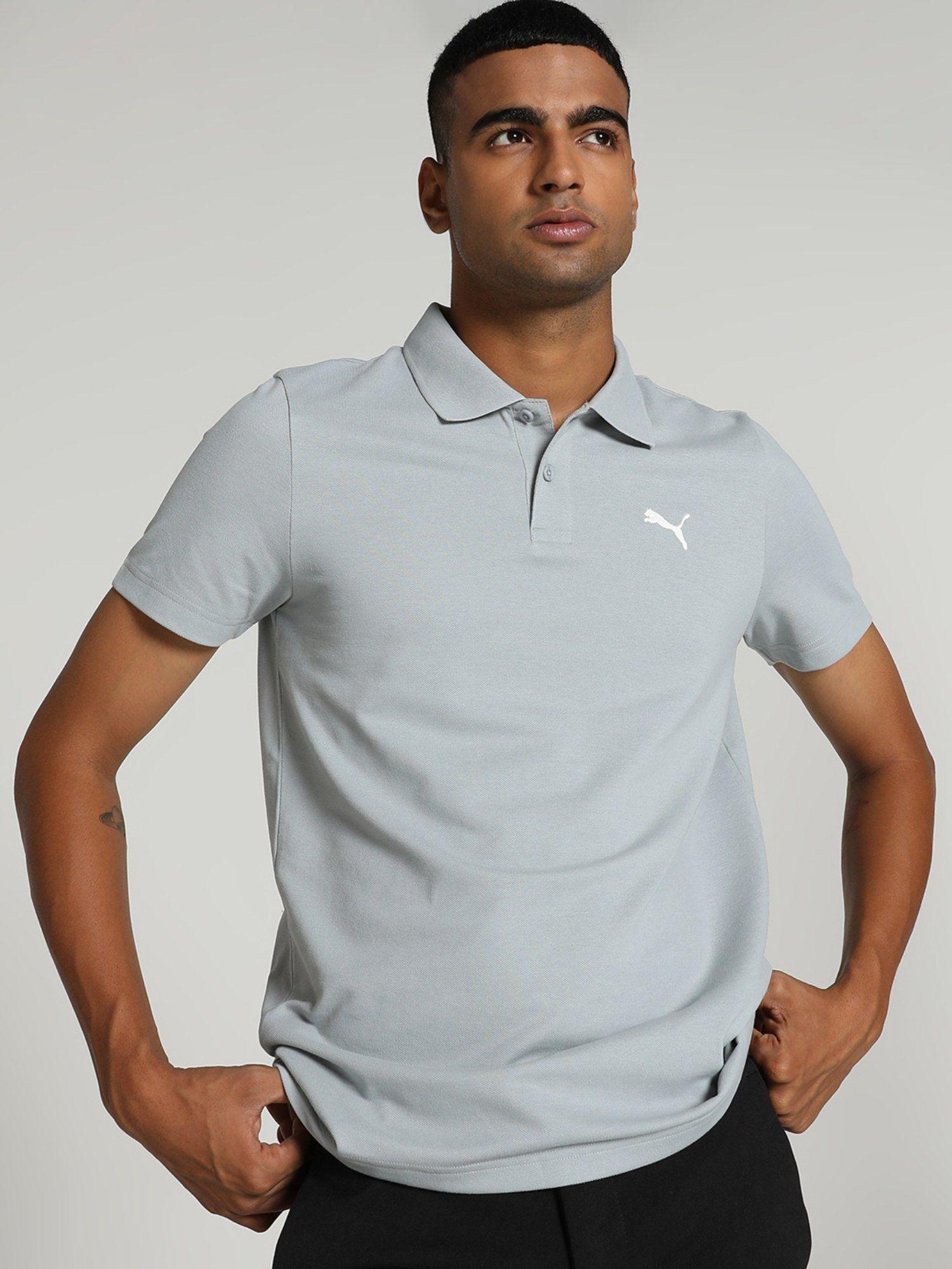 Essentials Men Grey Polo T-shirt