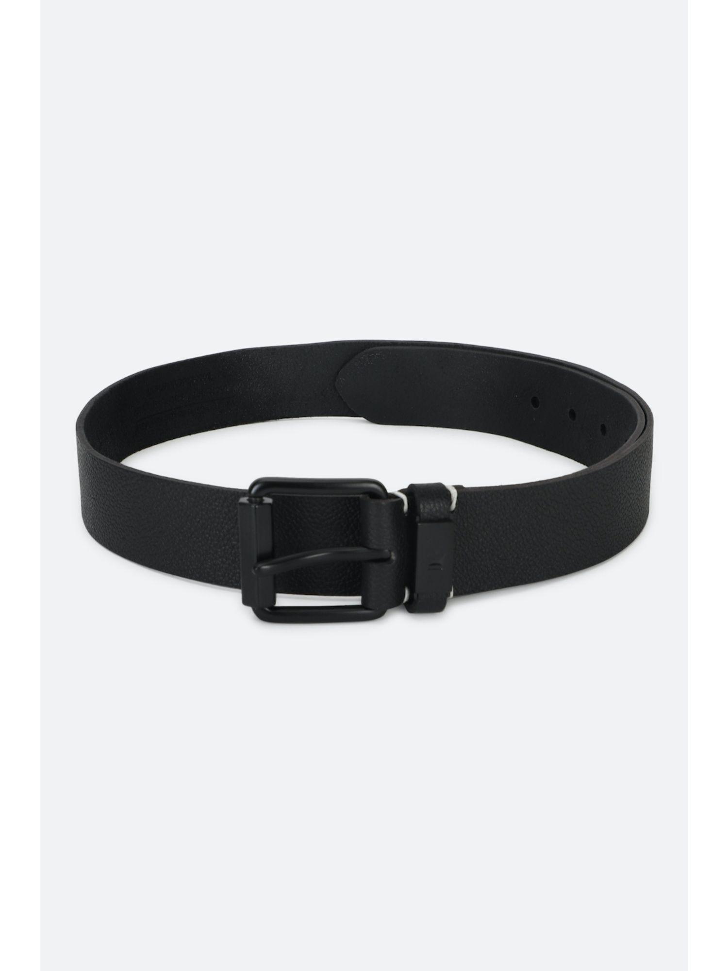 Men Black Solid Genuine Leather Casual Belt