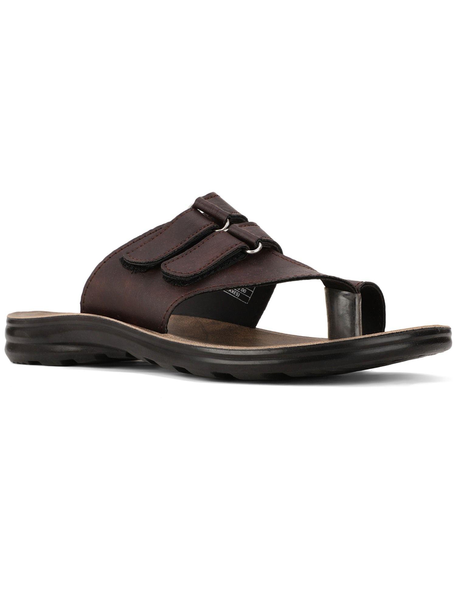 Men Brown Slip-On Sandals