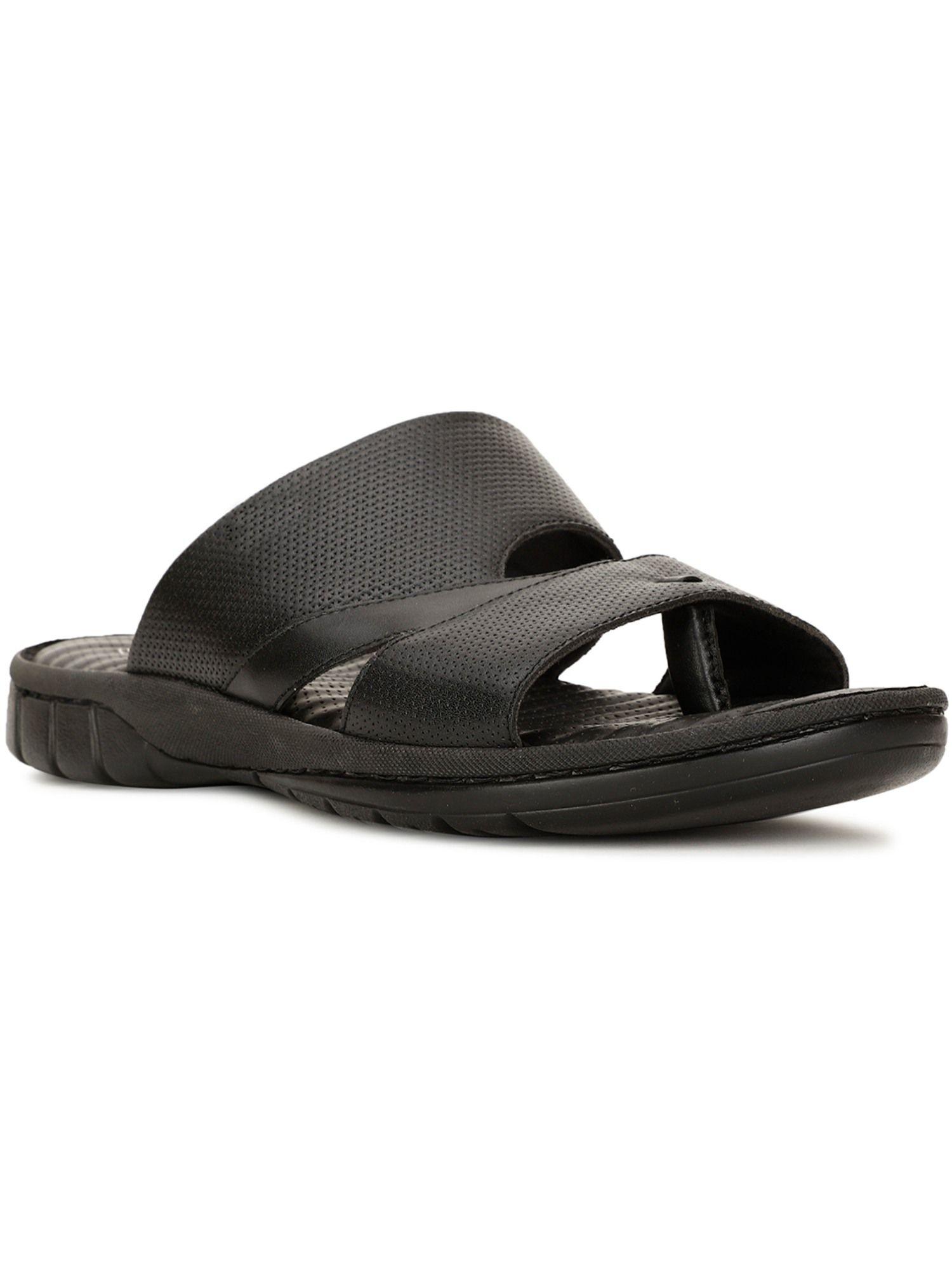 Men Black Slip-On Sandals