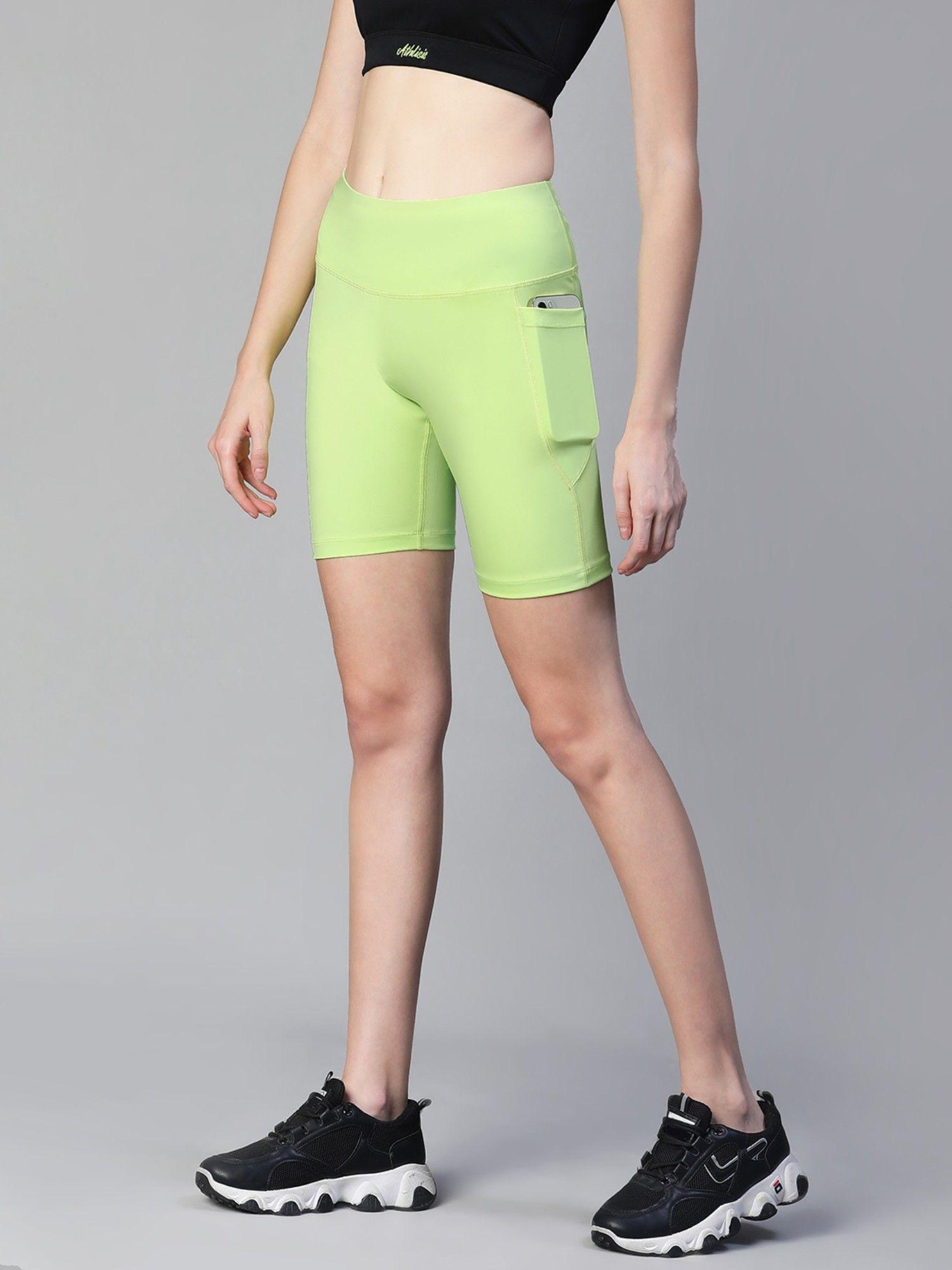 Women Neon Mid Waist Fitness Shorts