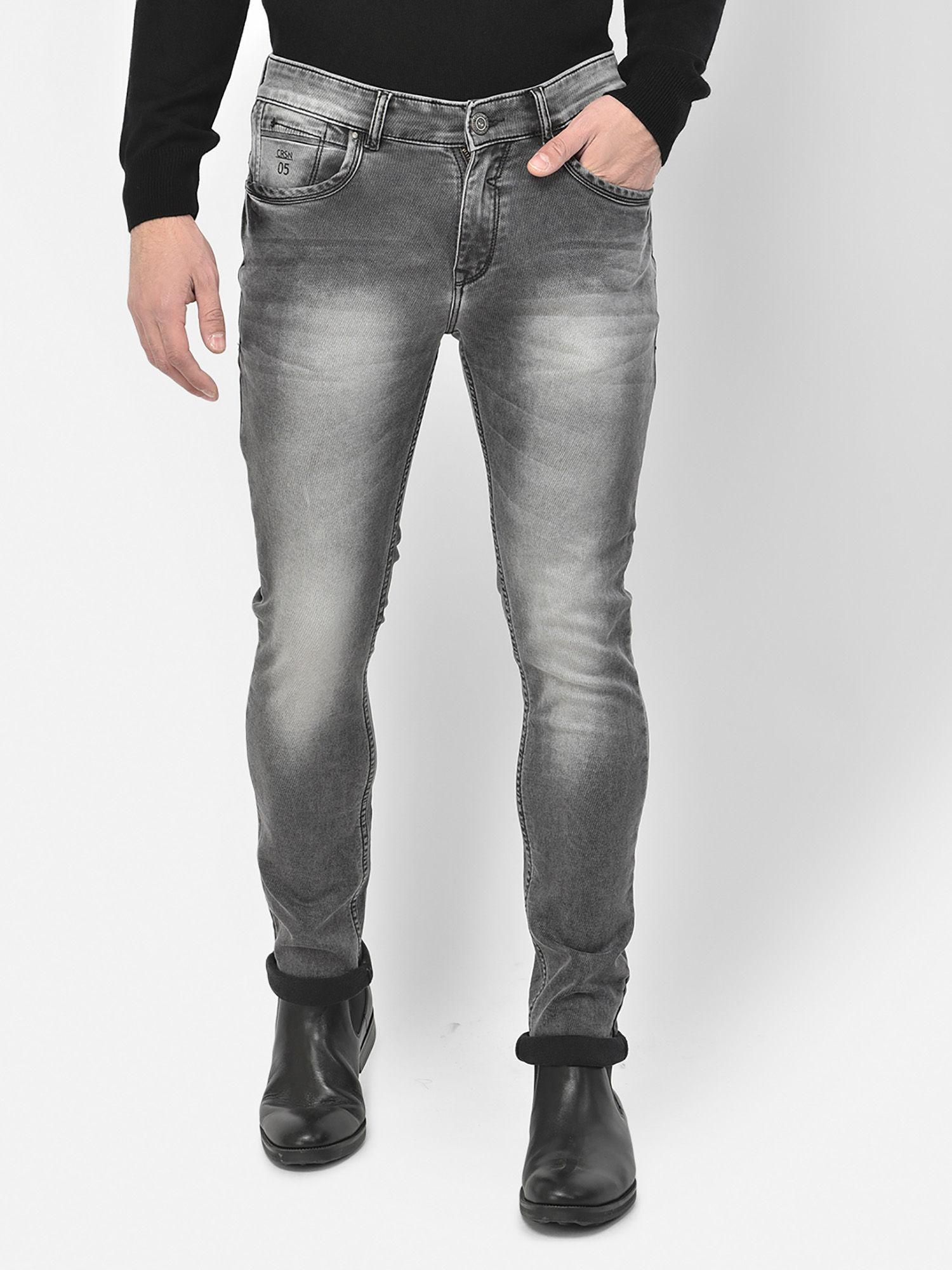 Men Grey Solid Jeans