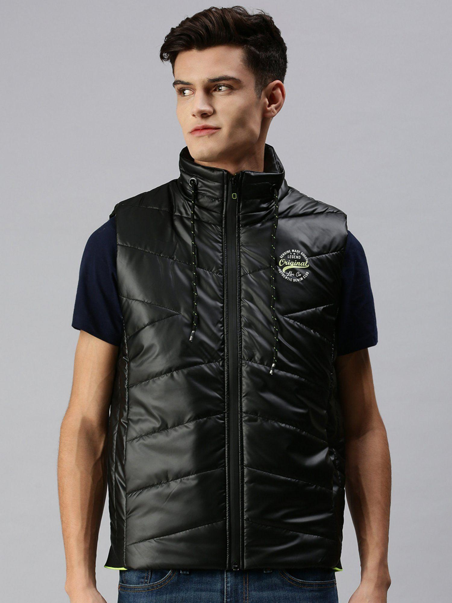 Men Casual Quilted Black Jacket