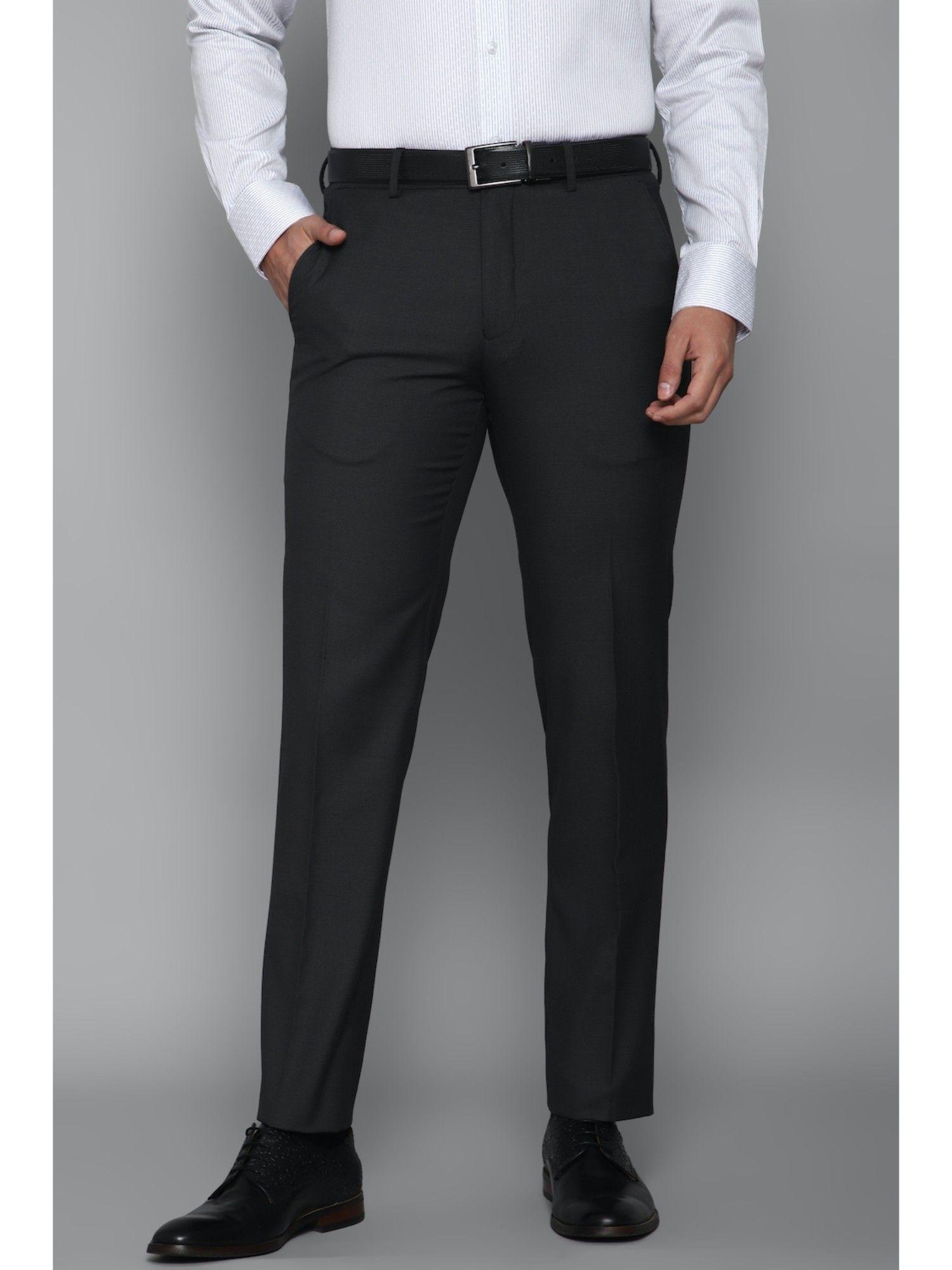 men-black-slim-fit-textured-flat-front-formal-trousers