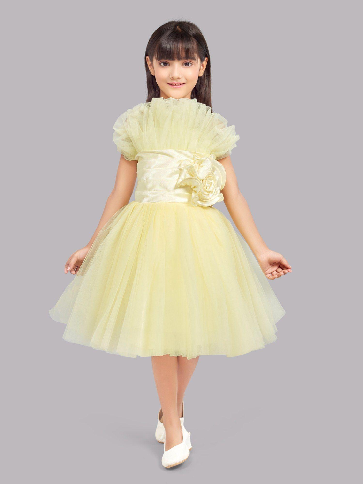 Ruffled Silhouette Party Dress Yellow