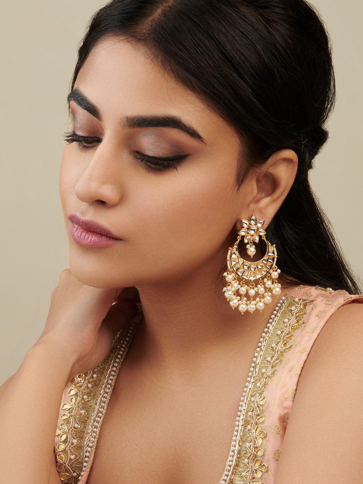 Layered Pearls of Oyster Chandbaali Earrings