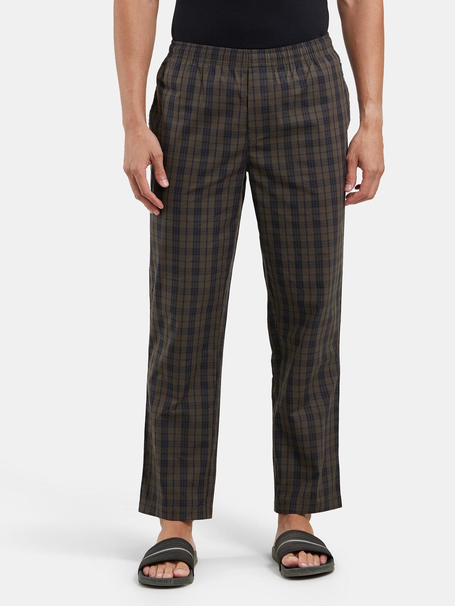 9009-mens-super-combed-cotton-satin-regular-fit-checkered-pyjama-black-olive