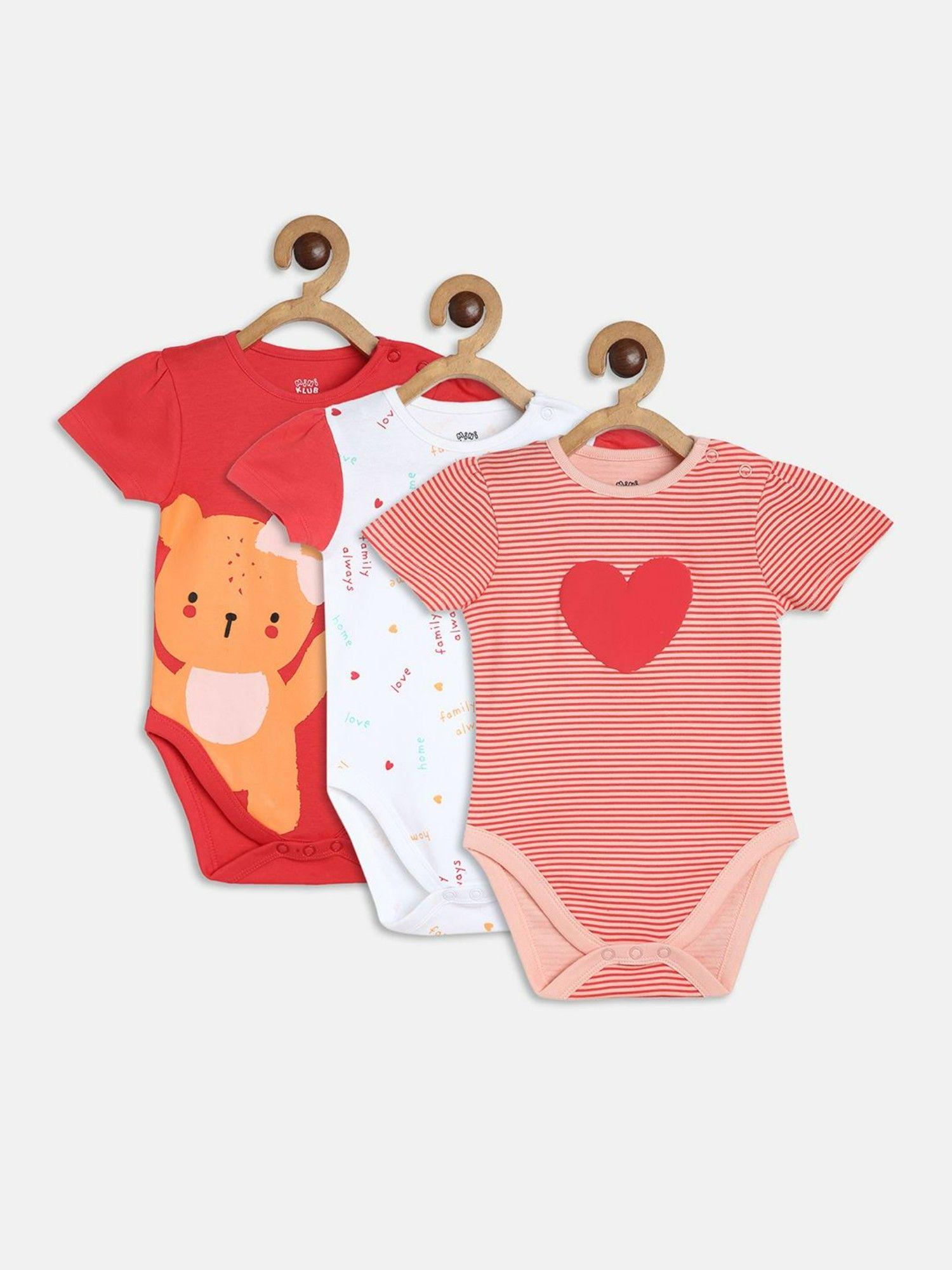 Girls Multi-Color Body Suit (Pack of 3)