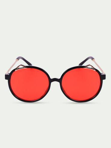 Unisex Kids Red Lens Black Oval Sunglasses with UV Protected Lens DKSG333E