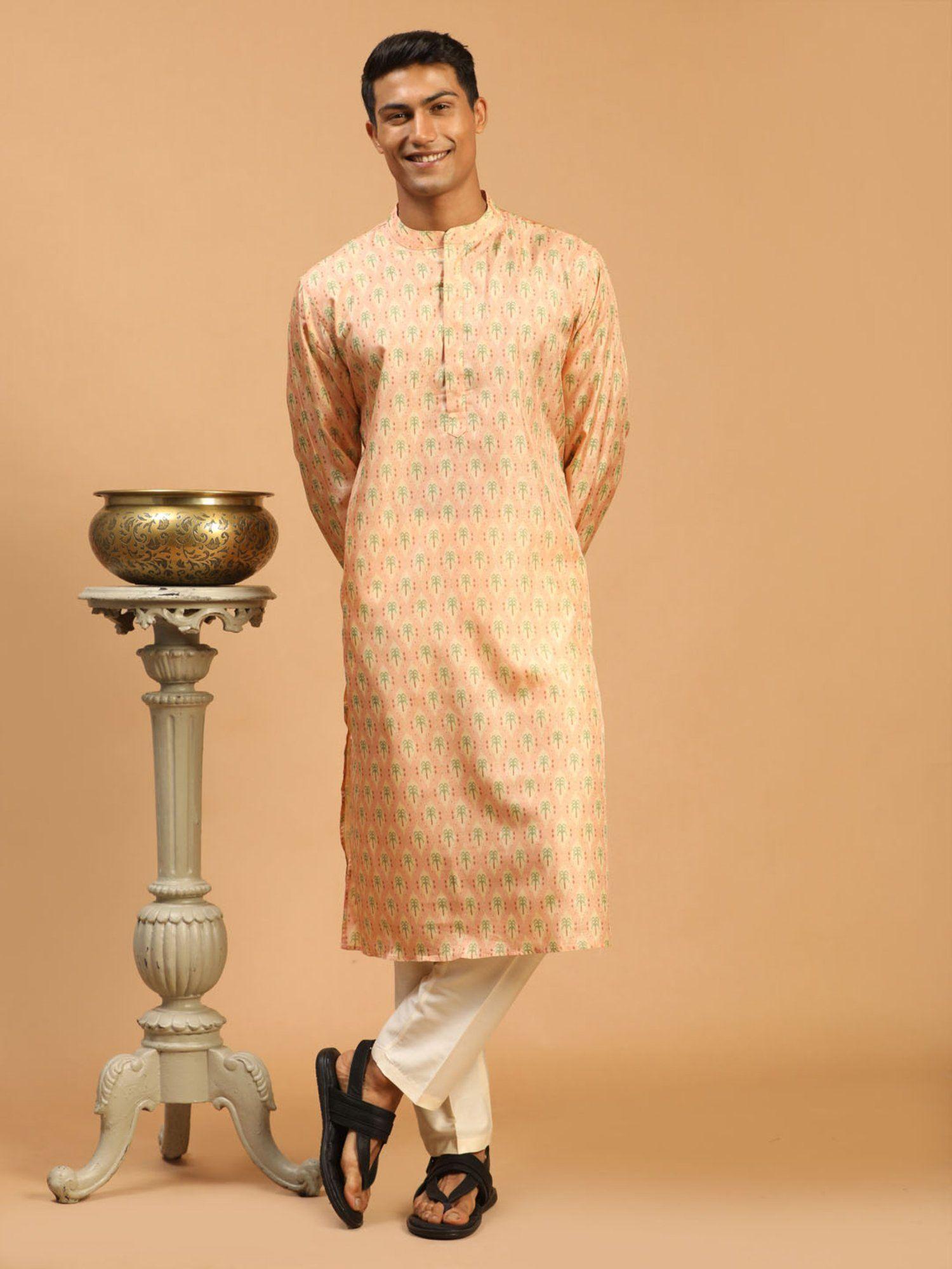 men-pink-and-cream-cotton-silk-kurta-pyjama-(set-of-2)