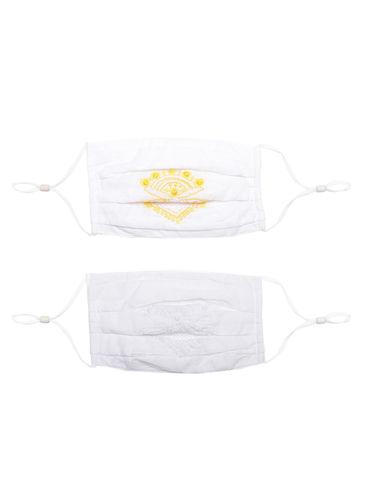 Hand Embroidered White Lucknowi Cotton Chikan Face Mask (Pack of 2) (A611161)