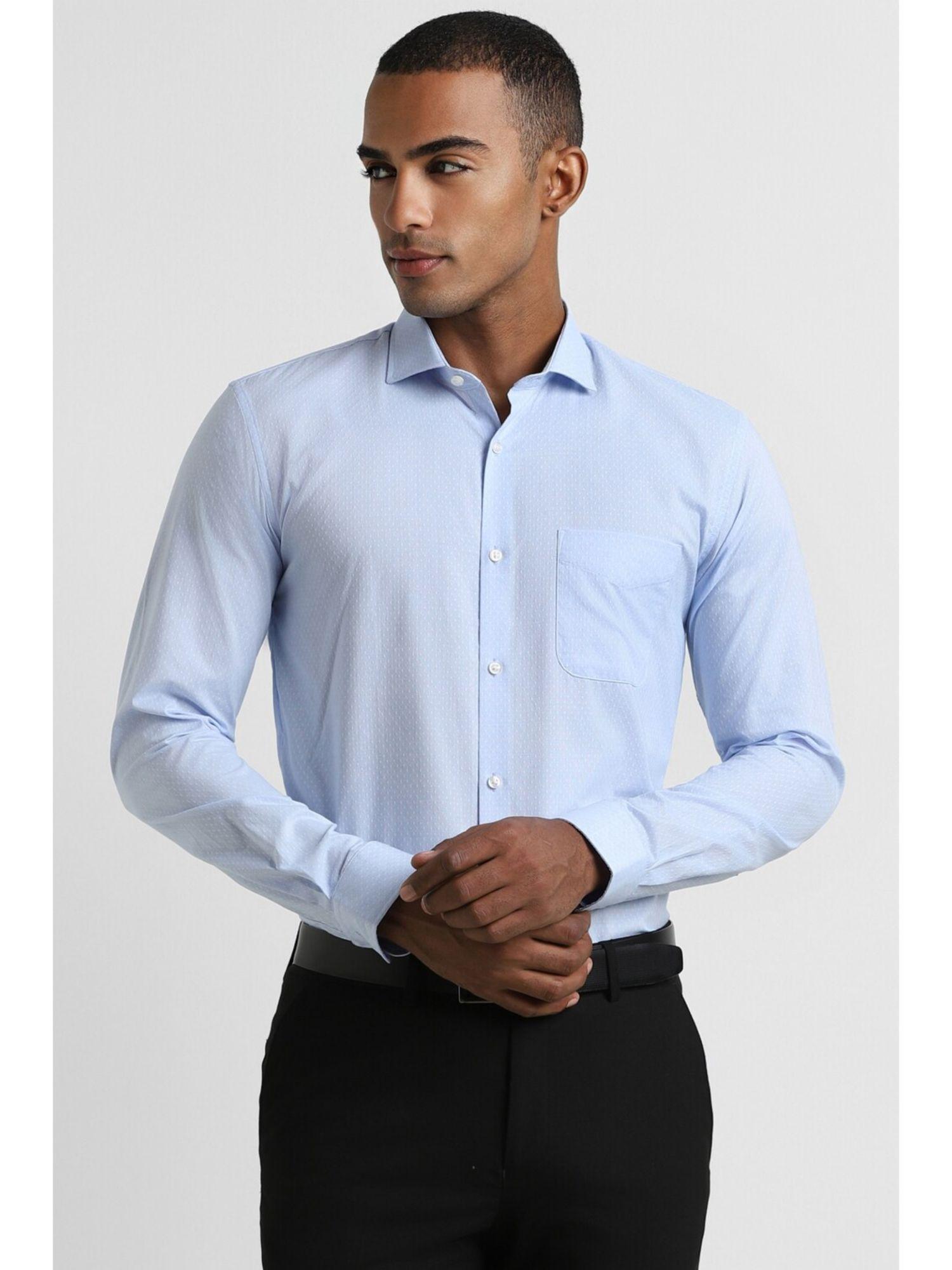 men-blue-slim-fit-textured-full-sleeves-formal-shirt