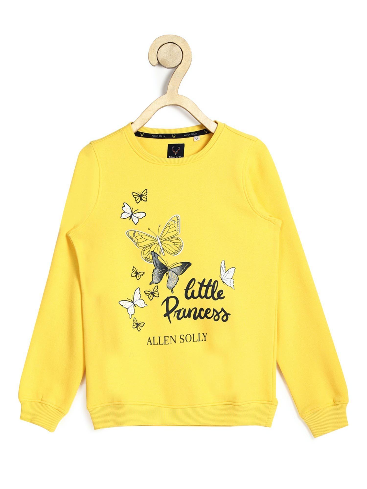 Girls Yellow Graphic Sweatshirts