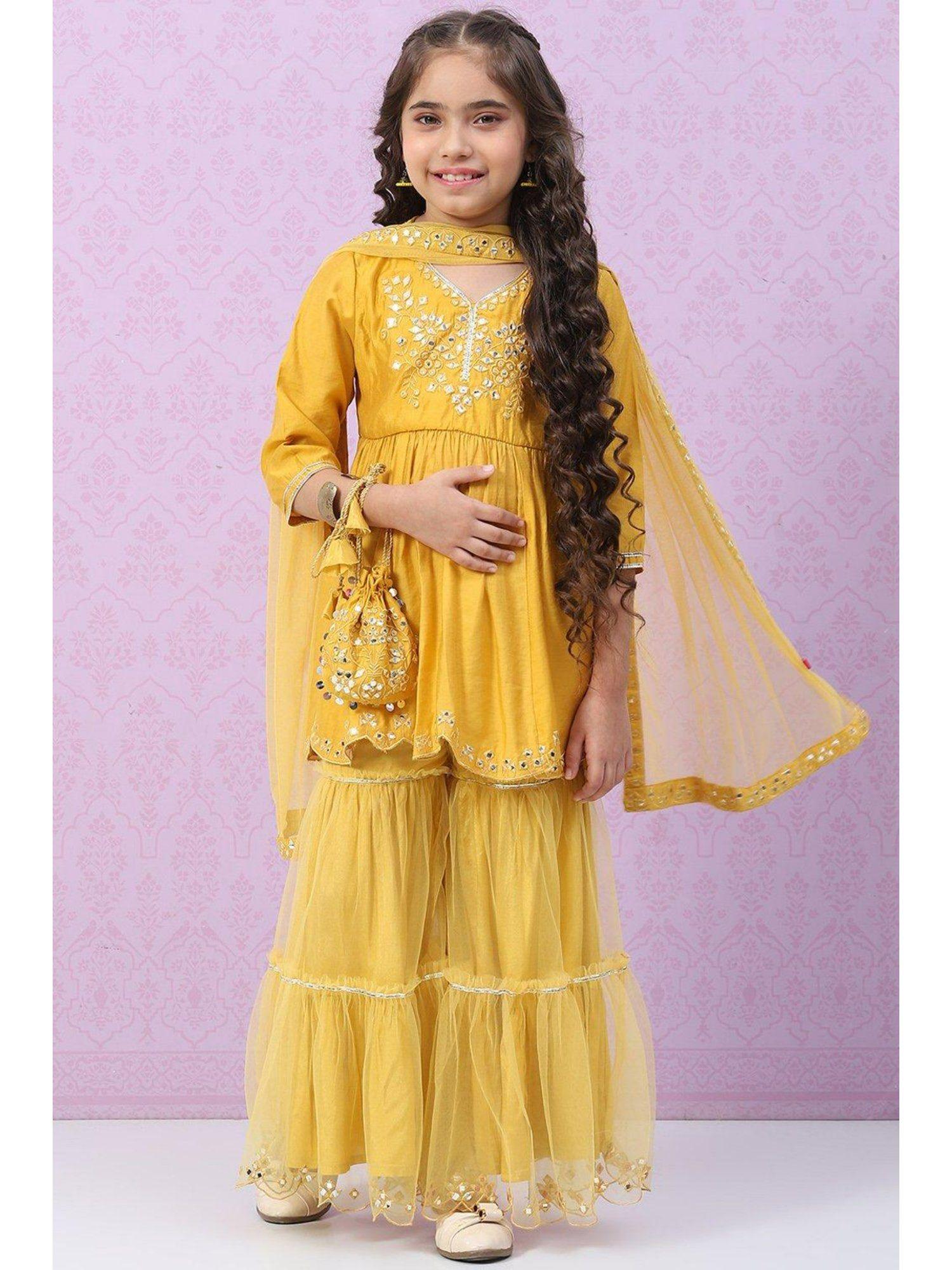 Yellow Embroidered Suit (Set of 3)
