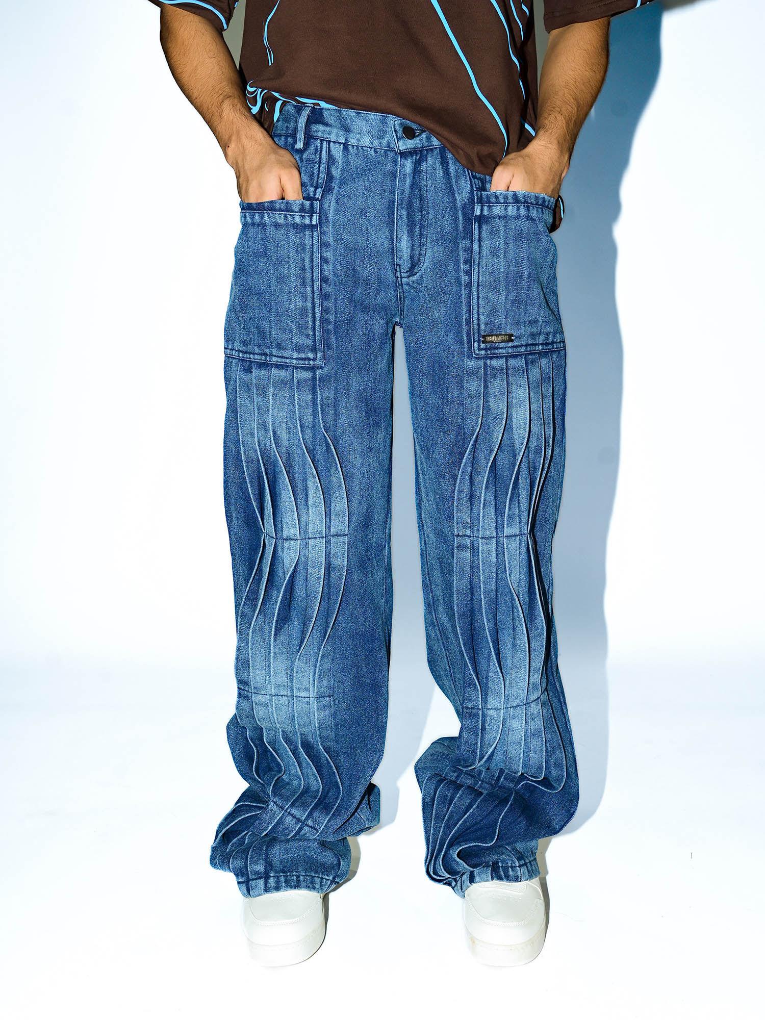 pleated-denim-jeans