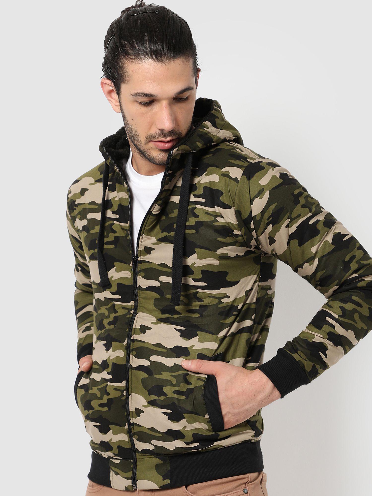 Camouflage Print Hooded Winter Jacket