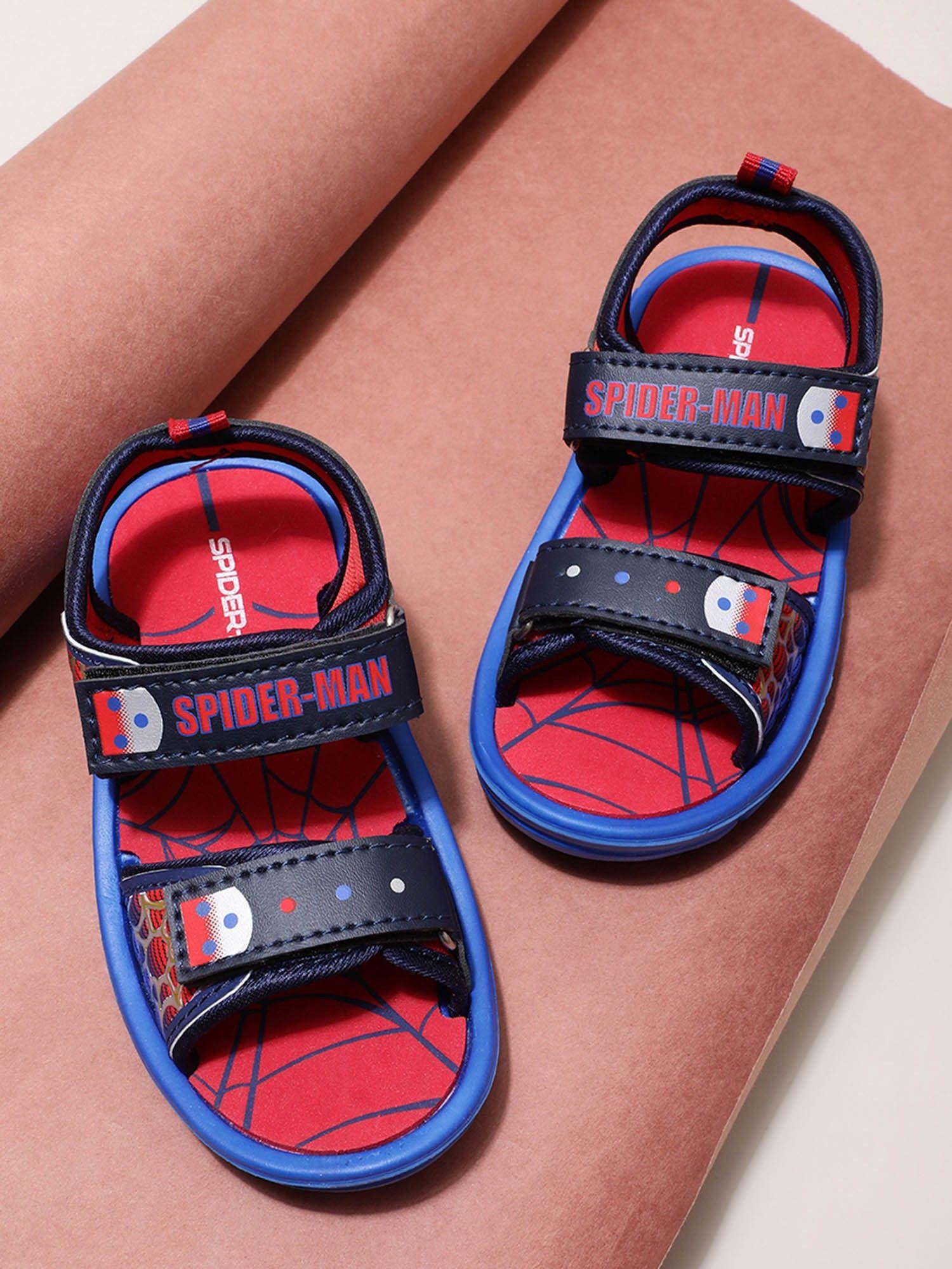 Kids Boys Blue & Red Classic Spiderman Print Velcro Sandals
