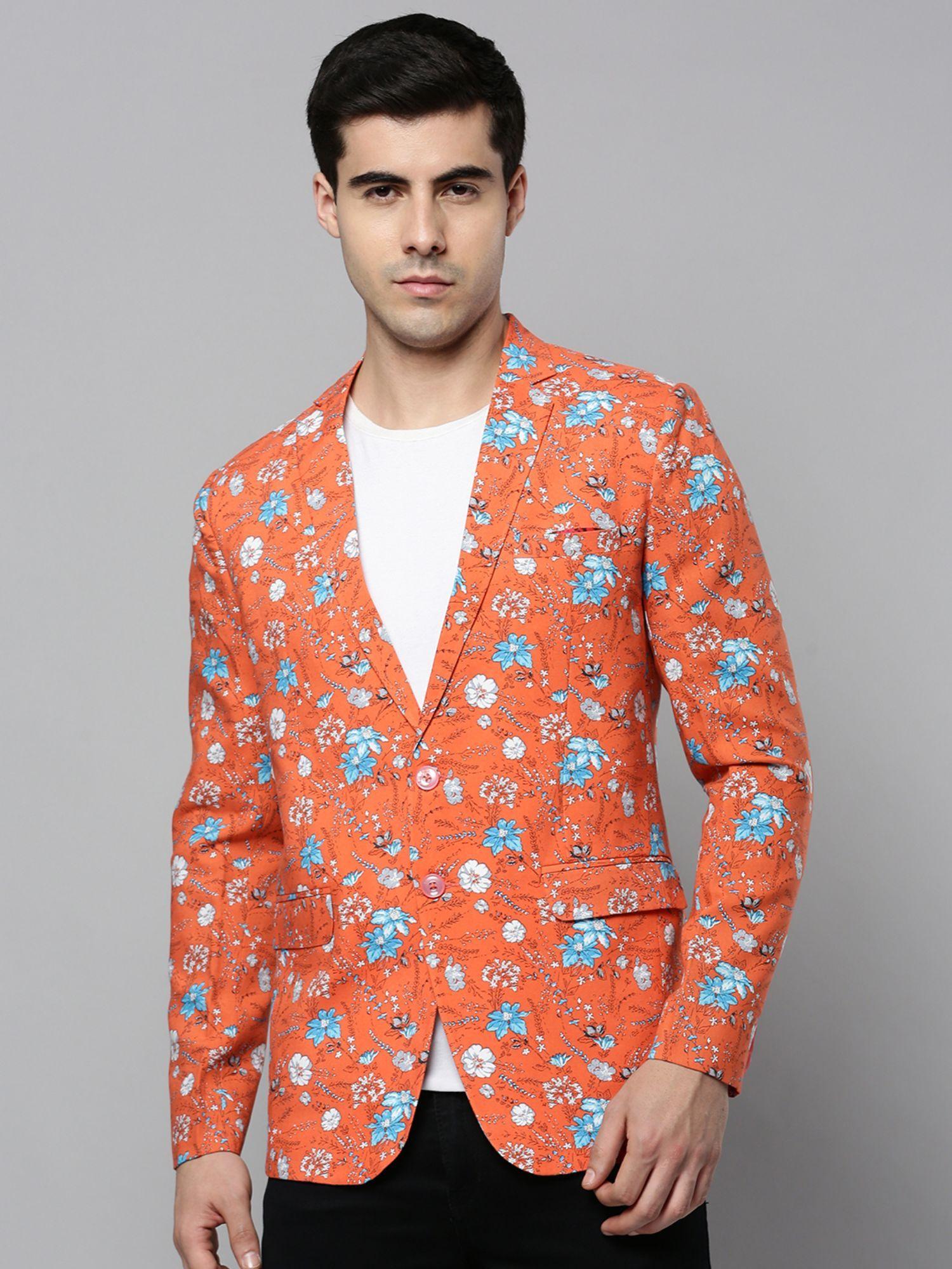 mens-notched-lapel-printed-coral-open-front-blazer